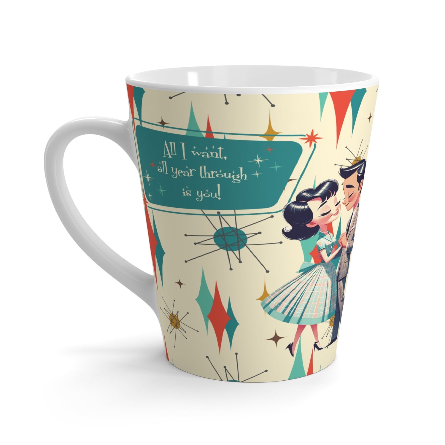 Mid Century Modern Sweetheart Kitschy Atomic Coffee, Tea Latte Mug Mug 12oz