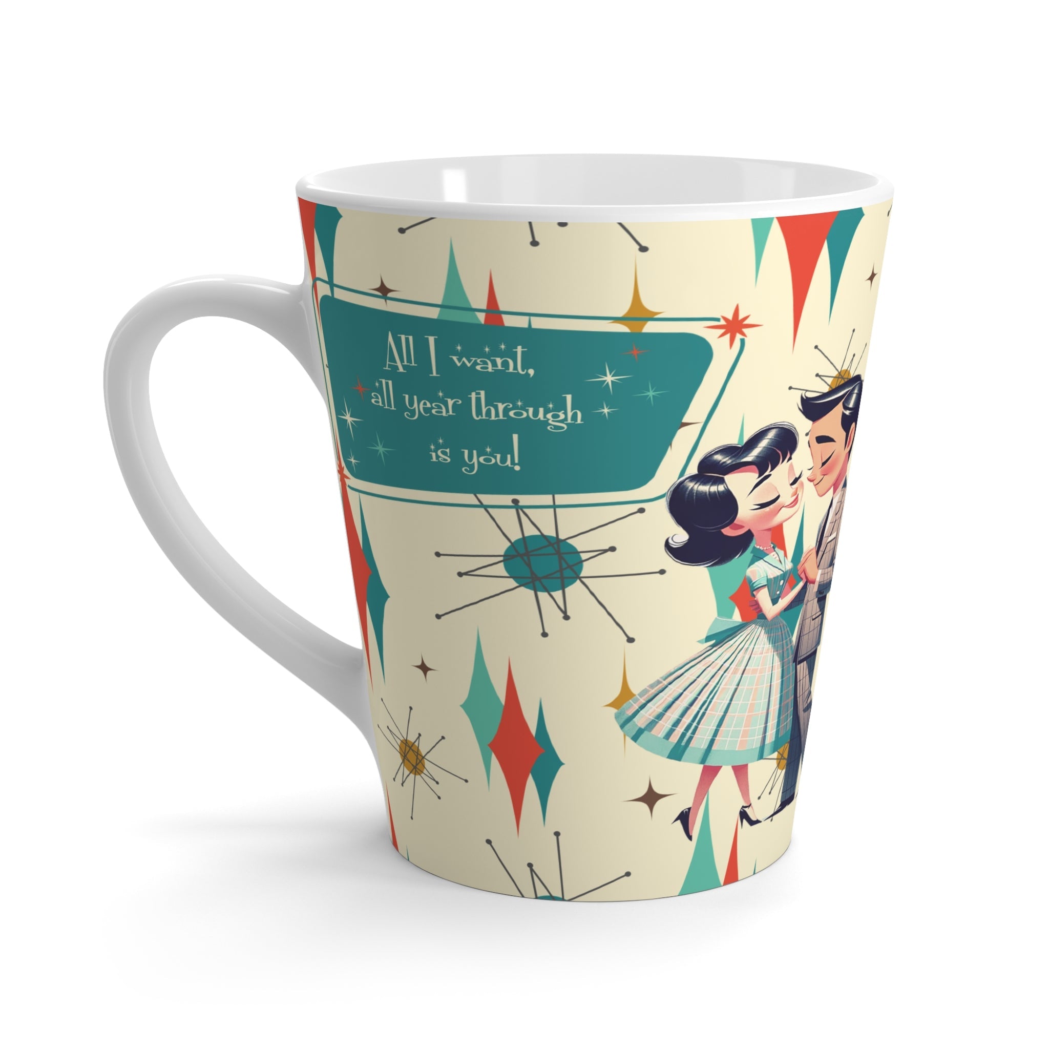 Mid Century Modern Sweetheart Kitschy Atomic Coffee, Tea Latte Mug Mug 12oz
