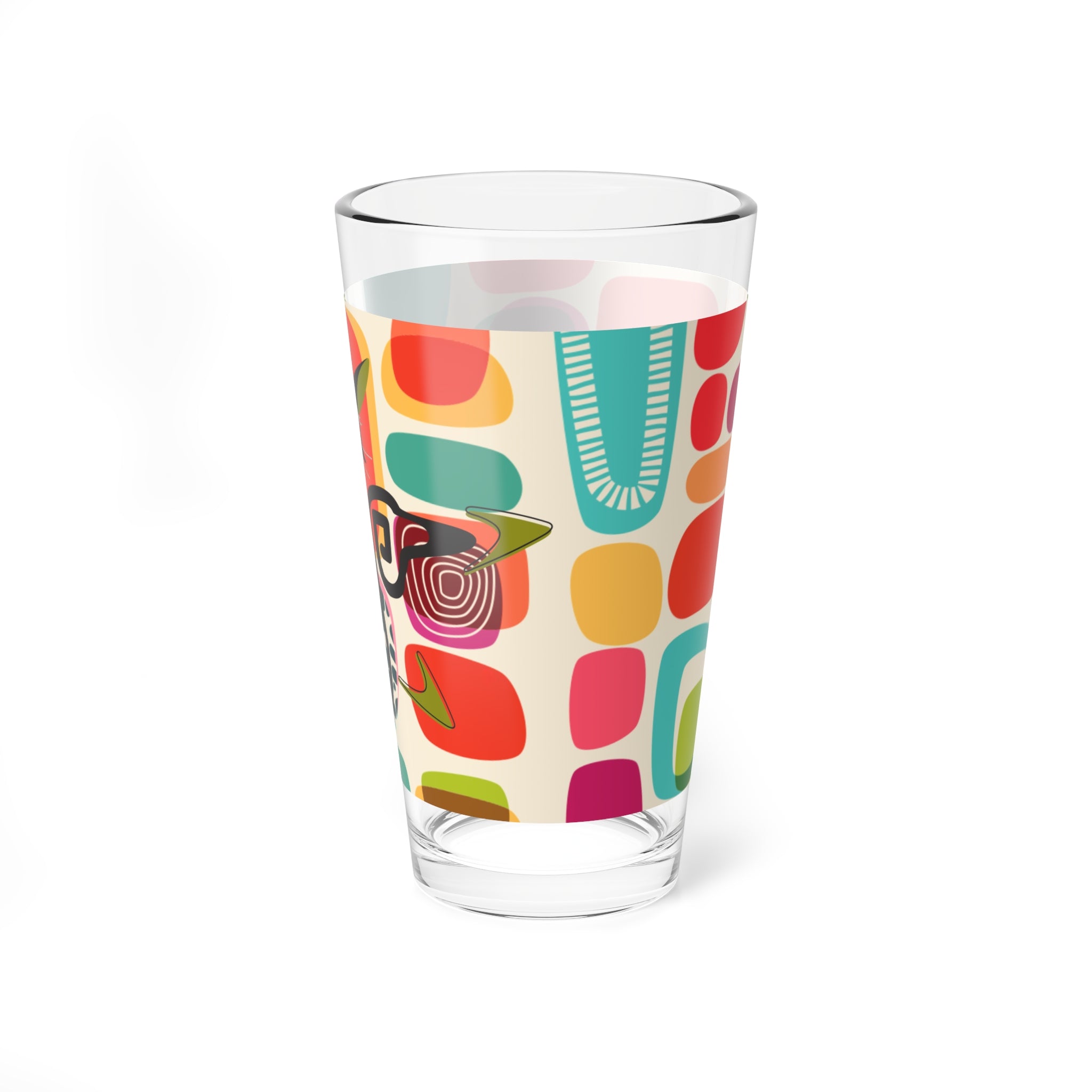 Mid Century Modern Barware, Amoeba Pattern, Green Eyed Kitschy Atomic Cat, Retro Drinking Glass - Mid Century Modern Gal