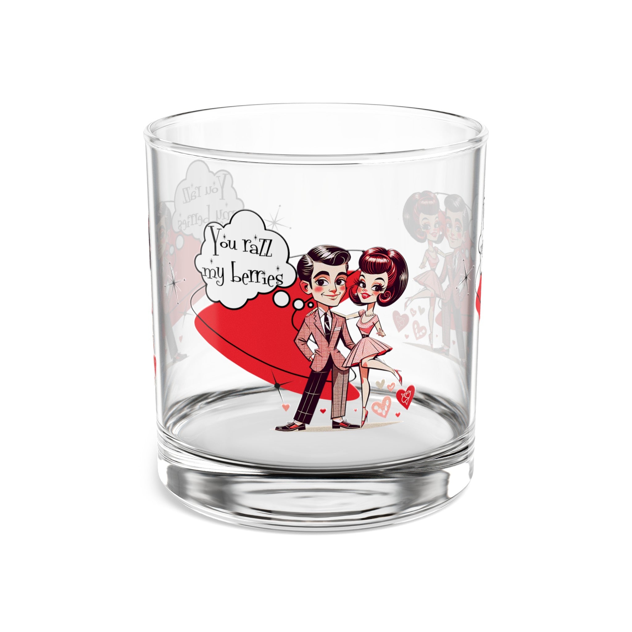 Mid Century Modern Kitschy Retro Couple Cute, Funny Bourbon Cocktail Rocks Glass, 10oz - Mid Century Modern Gal