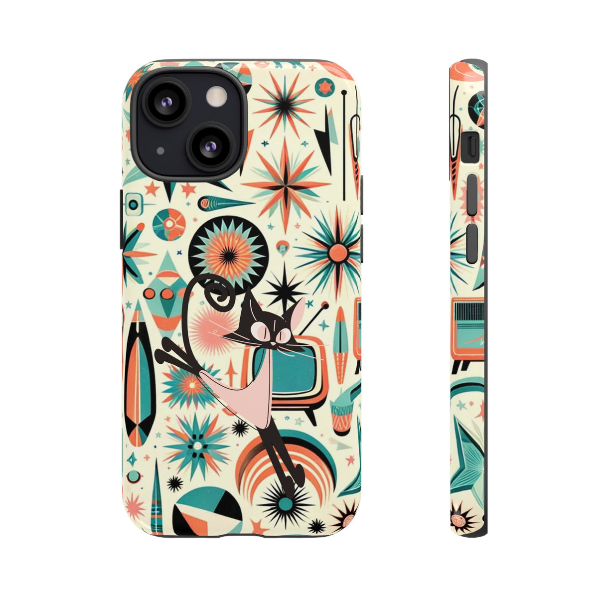 Atomic Kitty Boomerang Space Kitty Mid Century Modern Samsung, Smart Phone, Tough Cases - Mid Century Modern Gal
