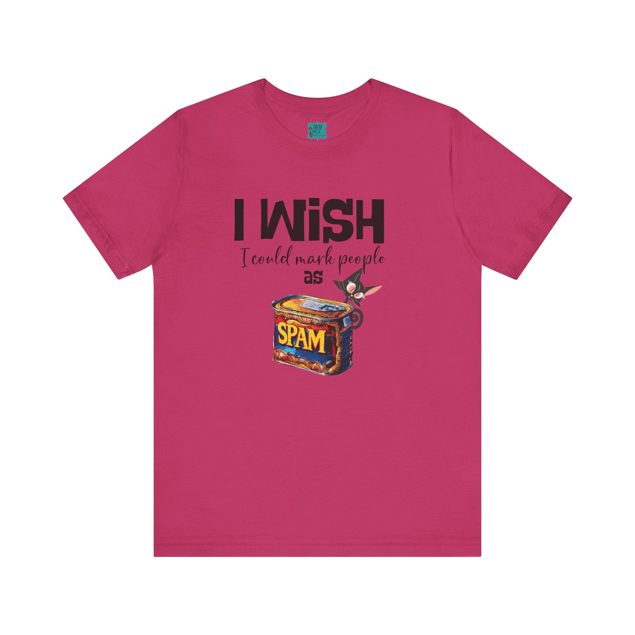 Funny Atomic Cat Mid Mod Retro Tee, I wish I could Mark People As Spam Unisex Jersey Short Sleeve Tee - Mid Century Modern Gal
