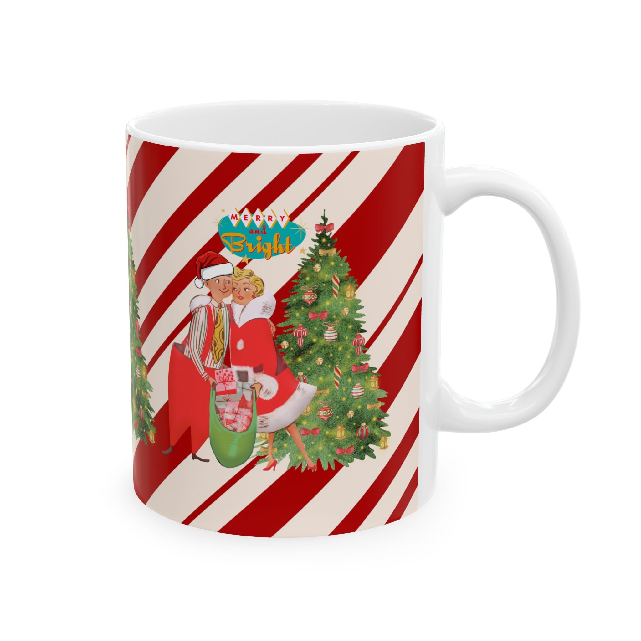 Festive Christmas Mug, Holiday Gift, Hot Cocoa Cup, Cheerful Coffee Mug, Winter Wonderland Drinkware, Seasonal Decoration - Mid Century Modern Gal