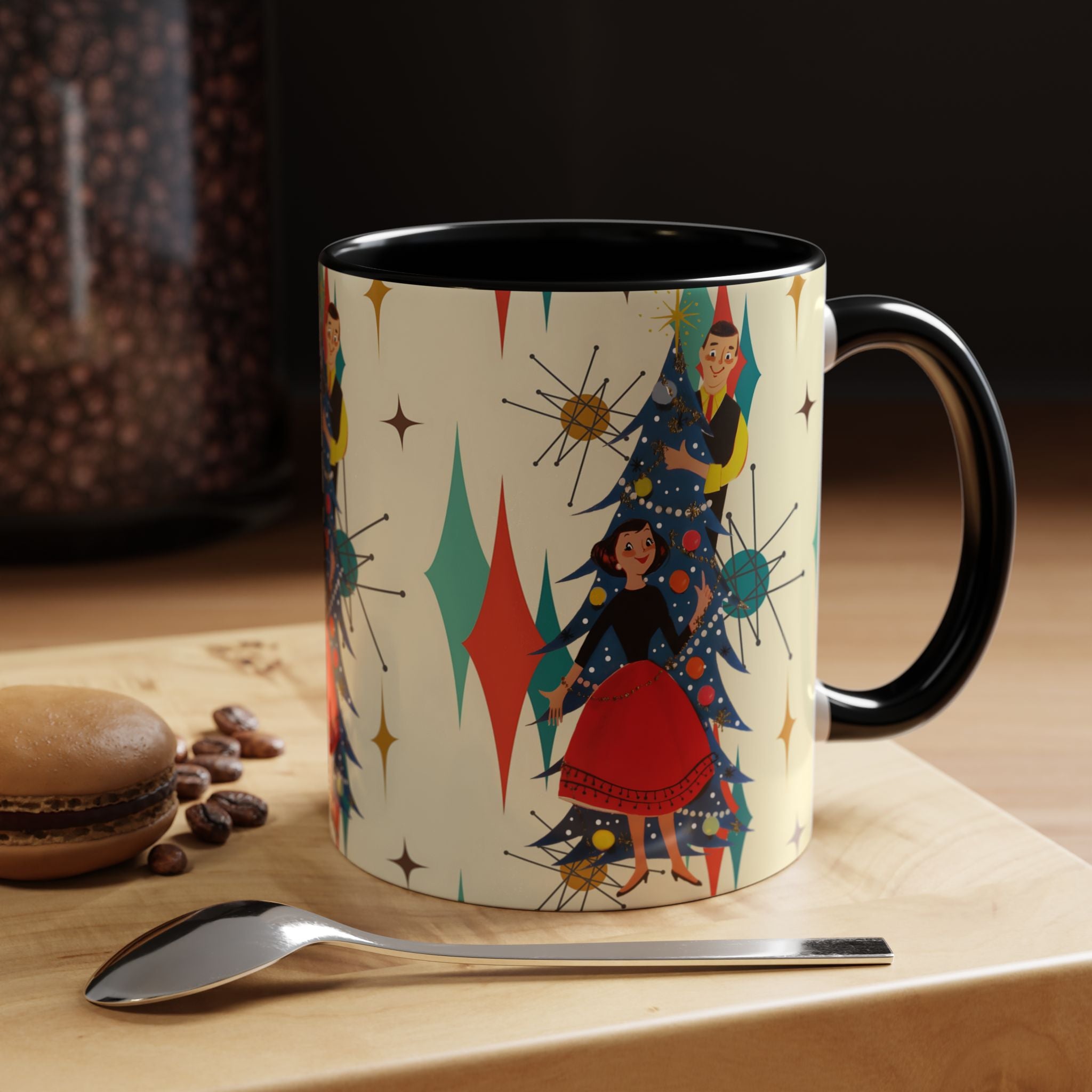 Mid Century Modern 50s Kitsch Christmas Starburst Coffee Mug - Mid Century Modern Gal