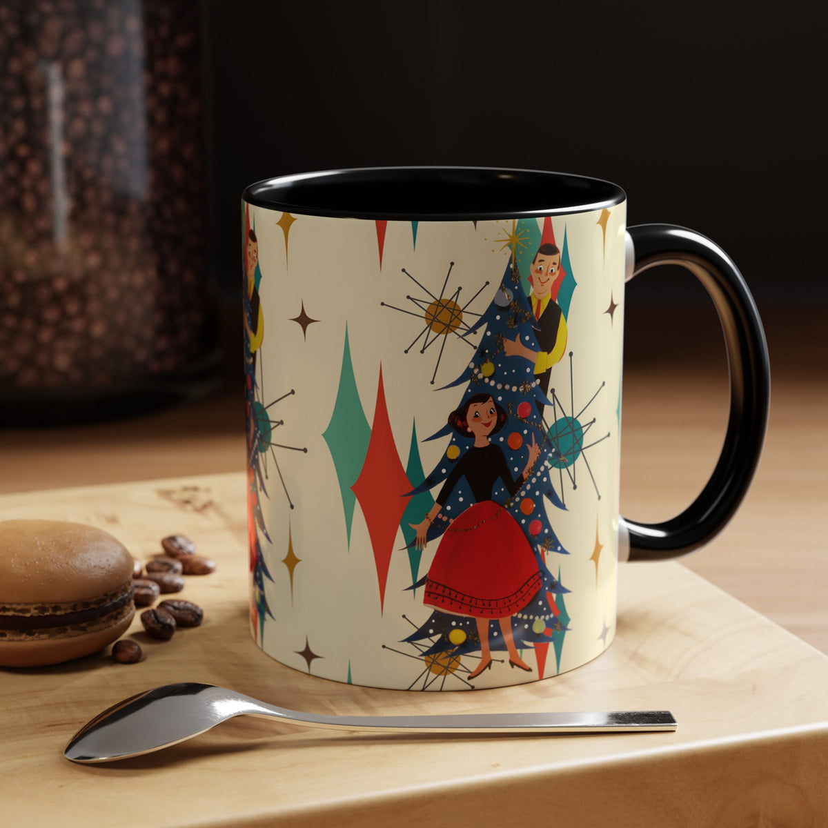 Mid Century Modern 50s Kitsch Christmas Starburst Coffee Mug - Mid Century Modern Gal