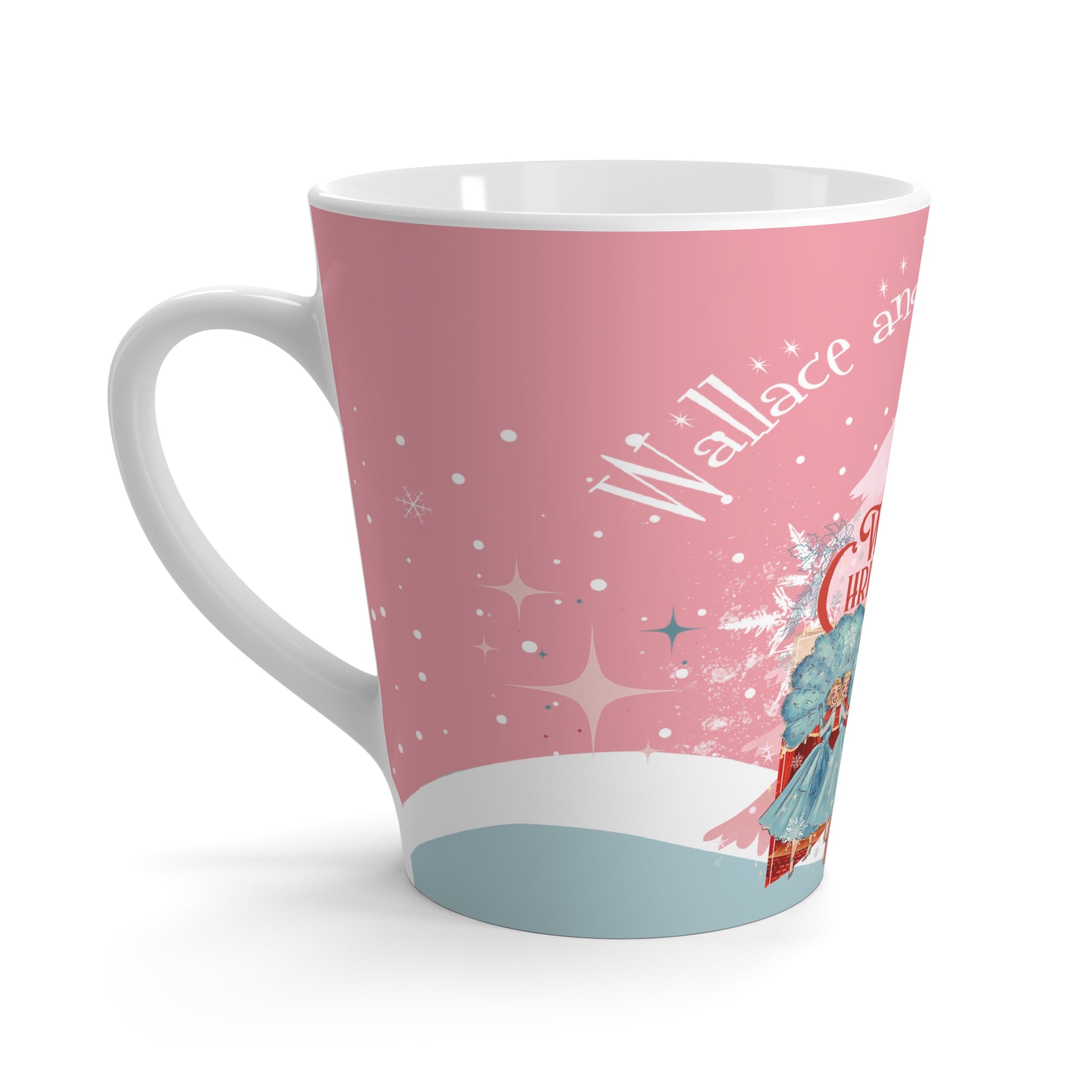Sisters Sisters Wallace And Davis Festive Latte Mug - White Christmas Design for Holiday Cheer - Mid Century Modern Gal