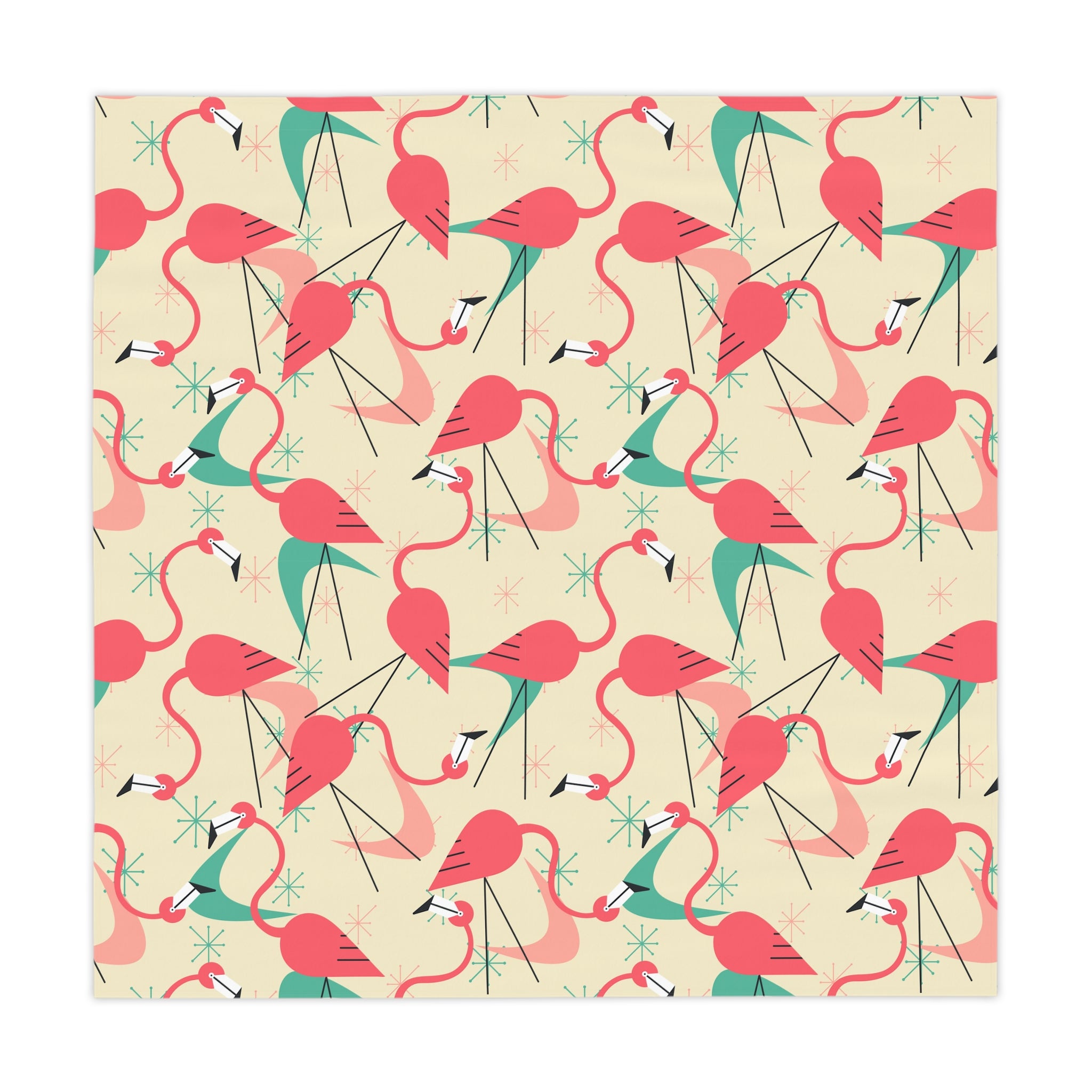 Mid Mod Retro Kitschy Palm Springs California Tropical Flamingo Tablecloth - Perfect for Summer Vibes - Mid Century Modern Gal