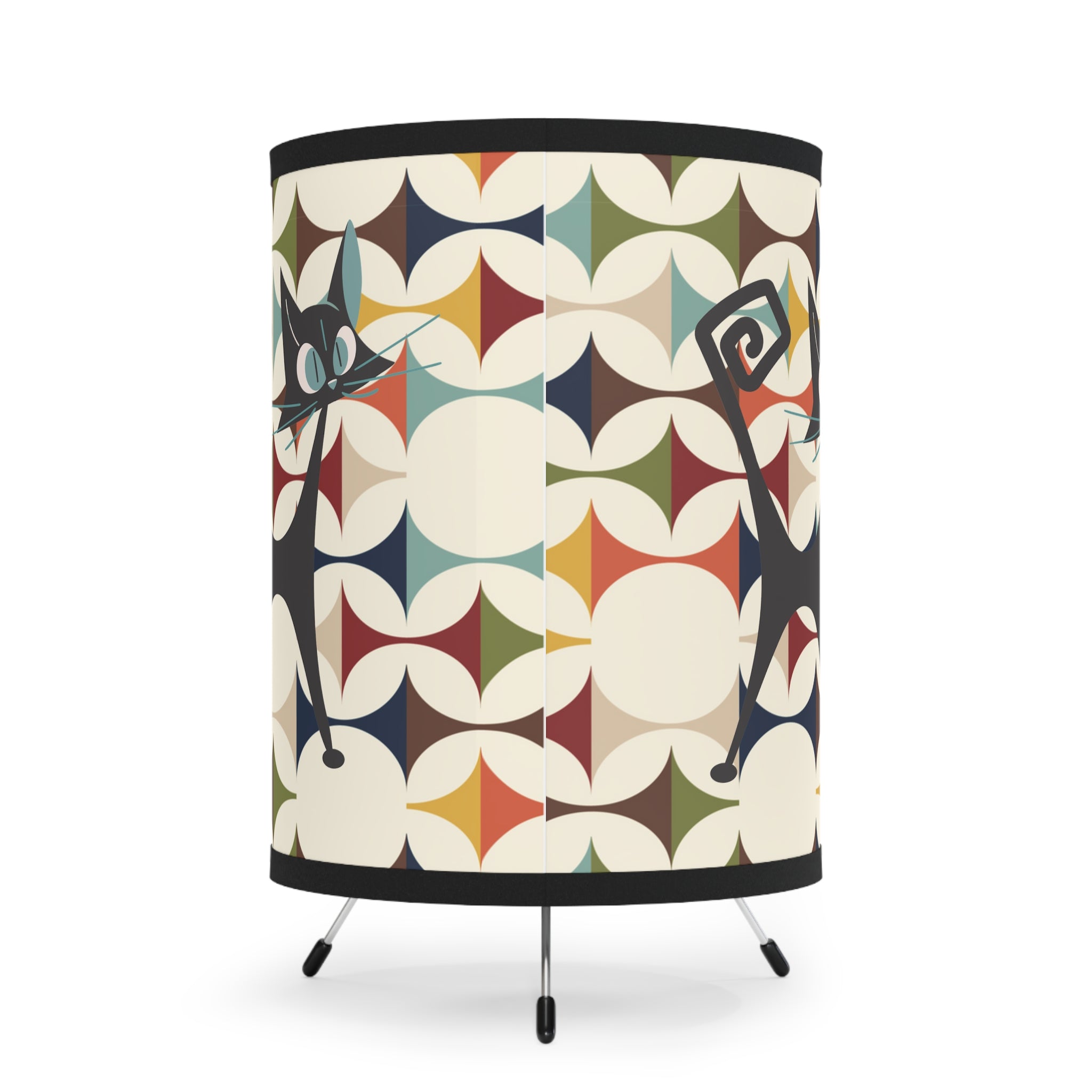 Mid Century Modern Atomic Cat Tripod Lamp Modern Danish Scandinavian Pattern Kitschy Side Table Lamp - Mid Century Modern Gal
