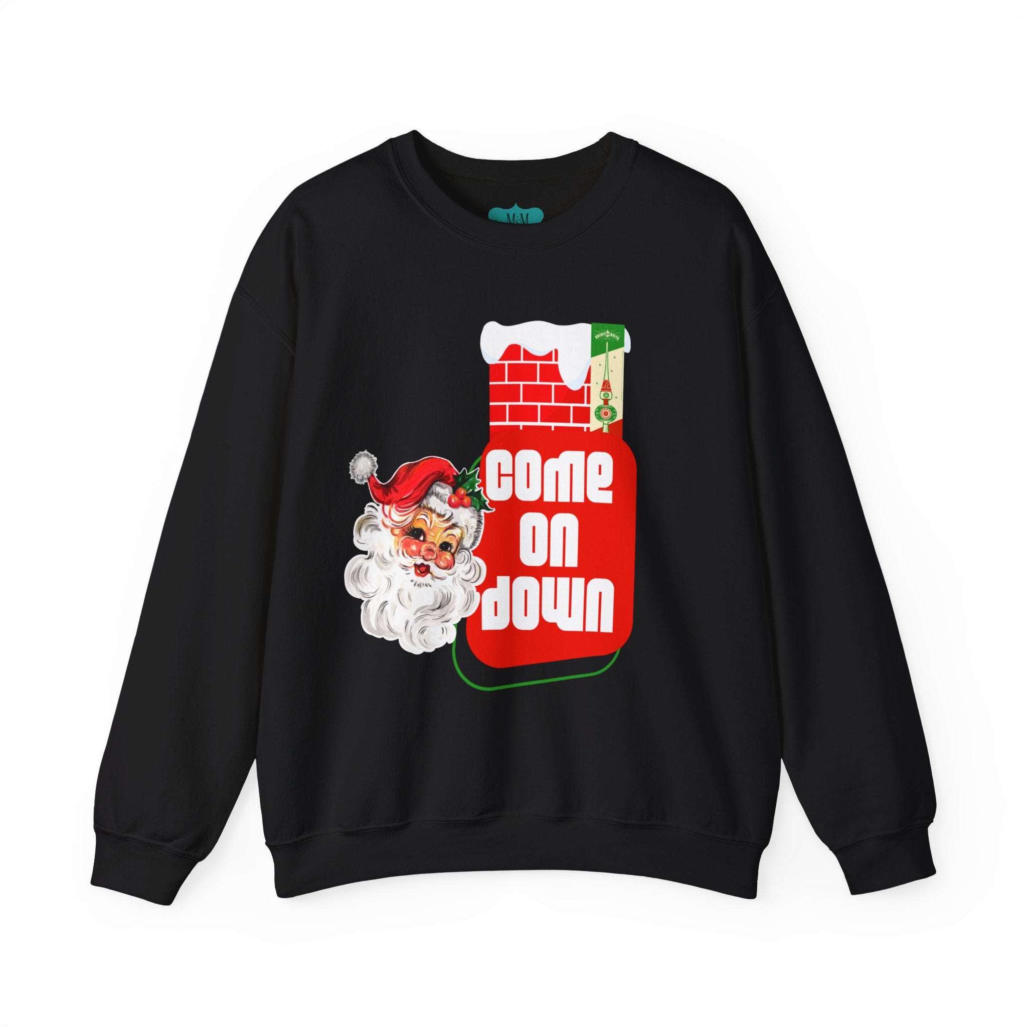 Vintage Santa, Kitschy Mid Century Modern Quirky Christmas Unisex Crewneck Holiday Sweatshirt - Mid Century Modern Gal