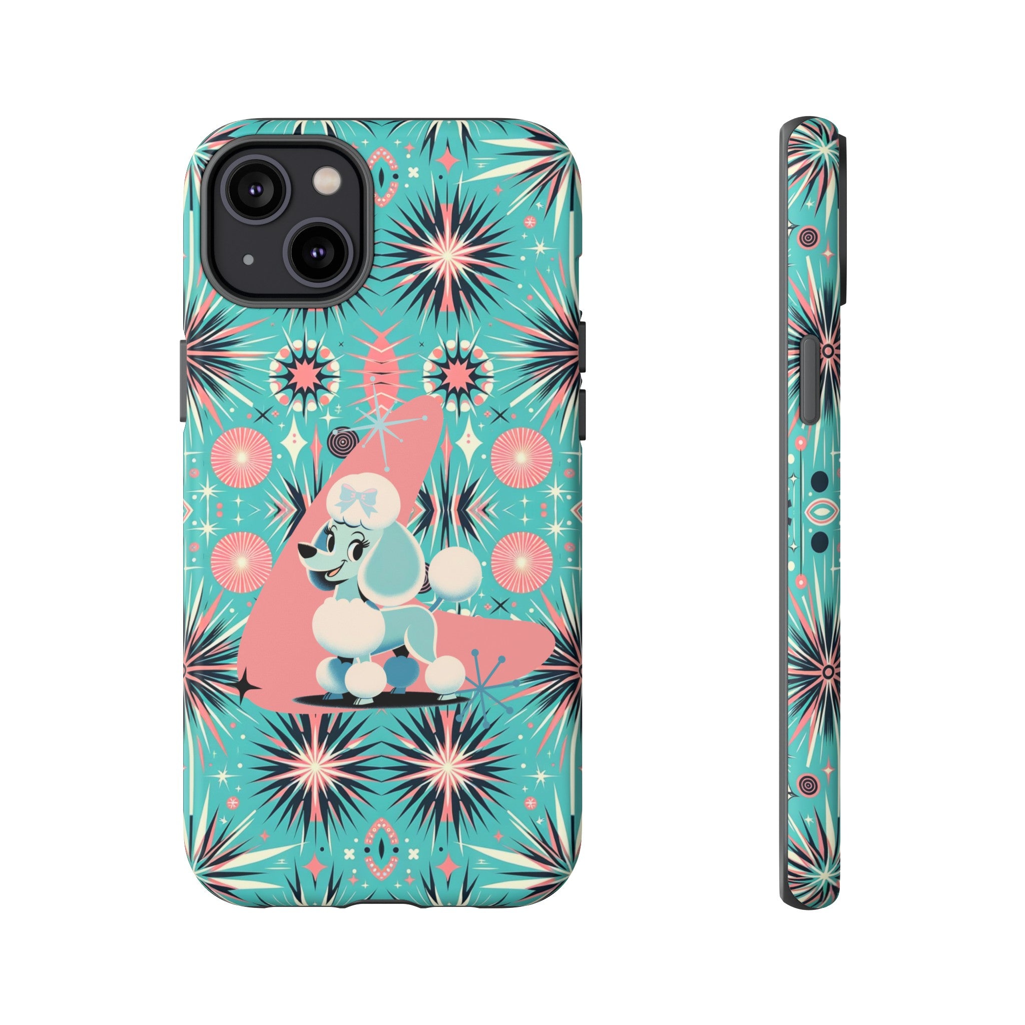 1950s Mid Century Modern Atomic Pink, Poodle Retro Smart Phone Tough Cases