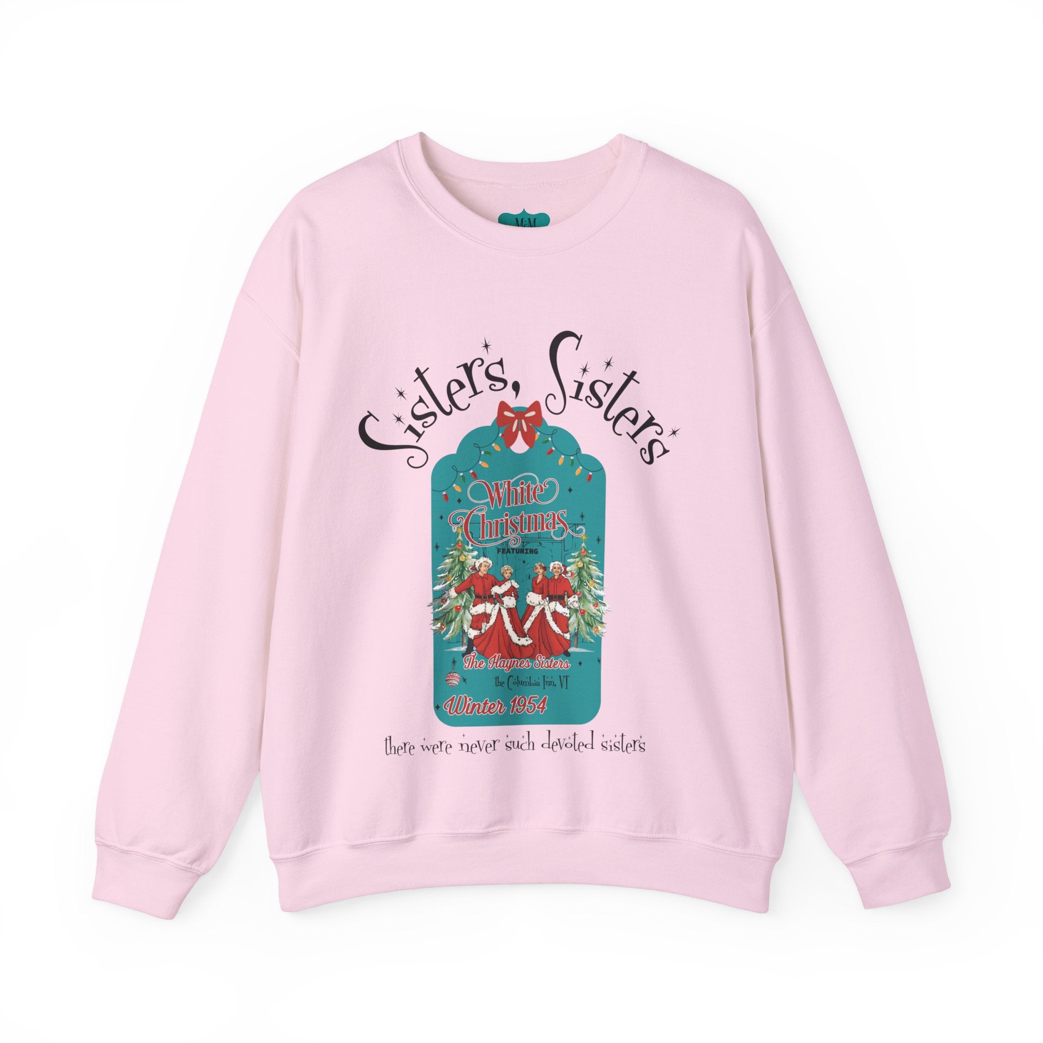 Wallace And Davis Retro Christmas Sweatshirt, Cozy Unisex Holiday Sisters Sisters Matching Sweaters - Mid Century Modern Gal