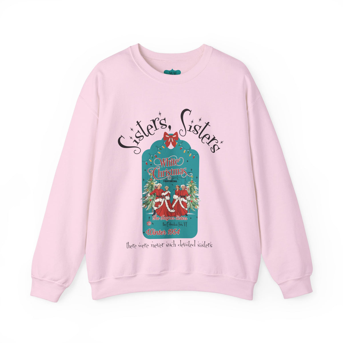 Wallace And Davis Retro Christmas Sweatshirt, Cozy Unisex Holiday Sisters Sisters Matching Sweaters - Mid Century Modern Gal