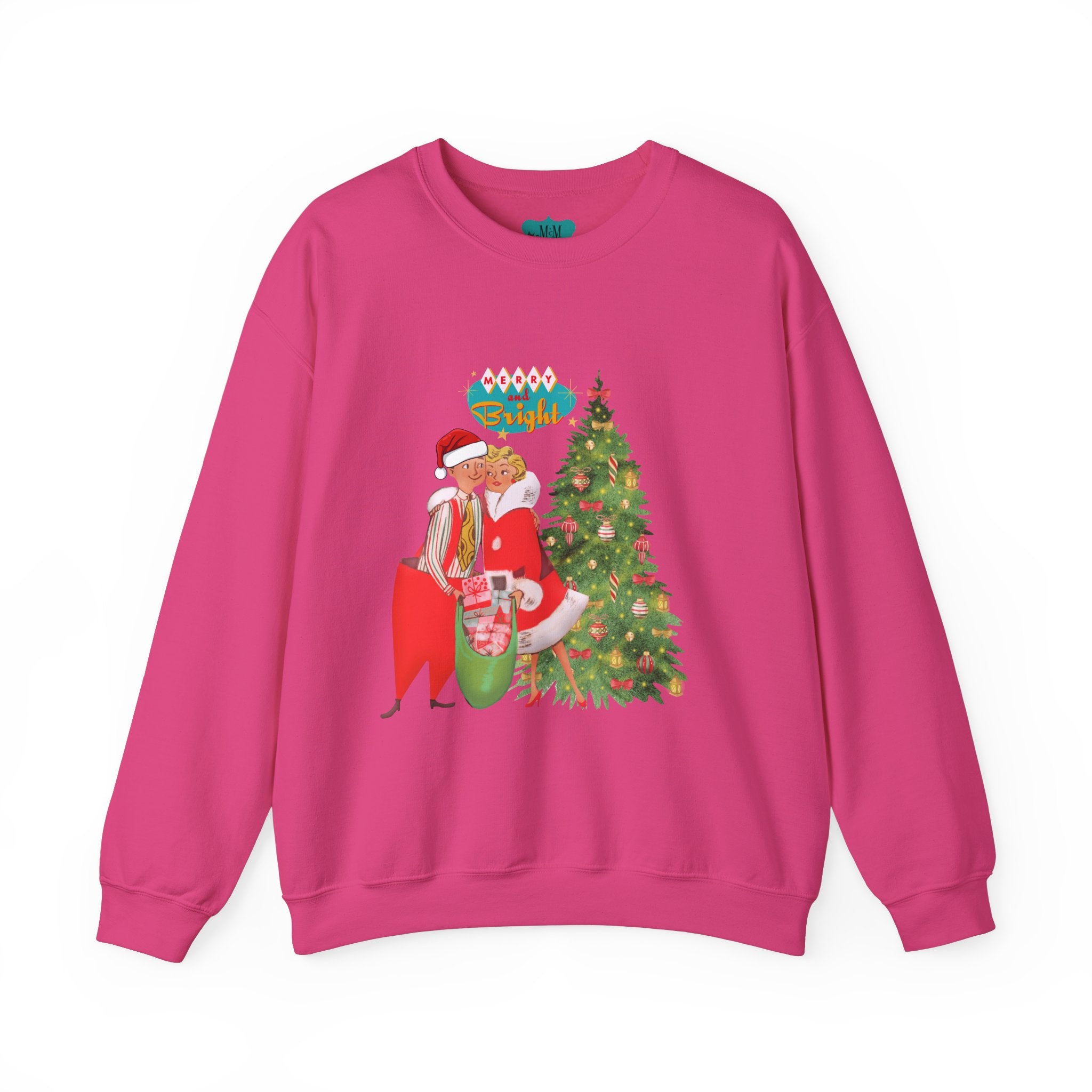 Festive Merry & Bright Crewneck Sweatshirt for Holiday Cheer - Mid Century Modern Gal