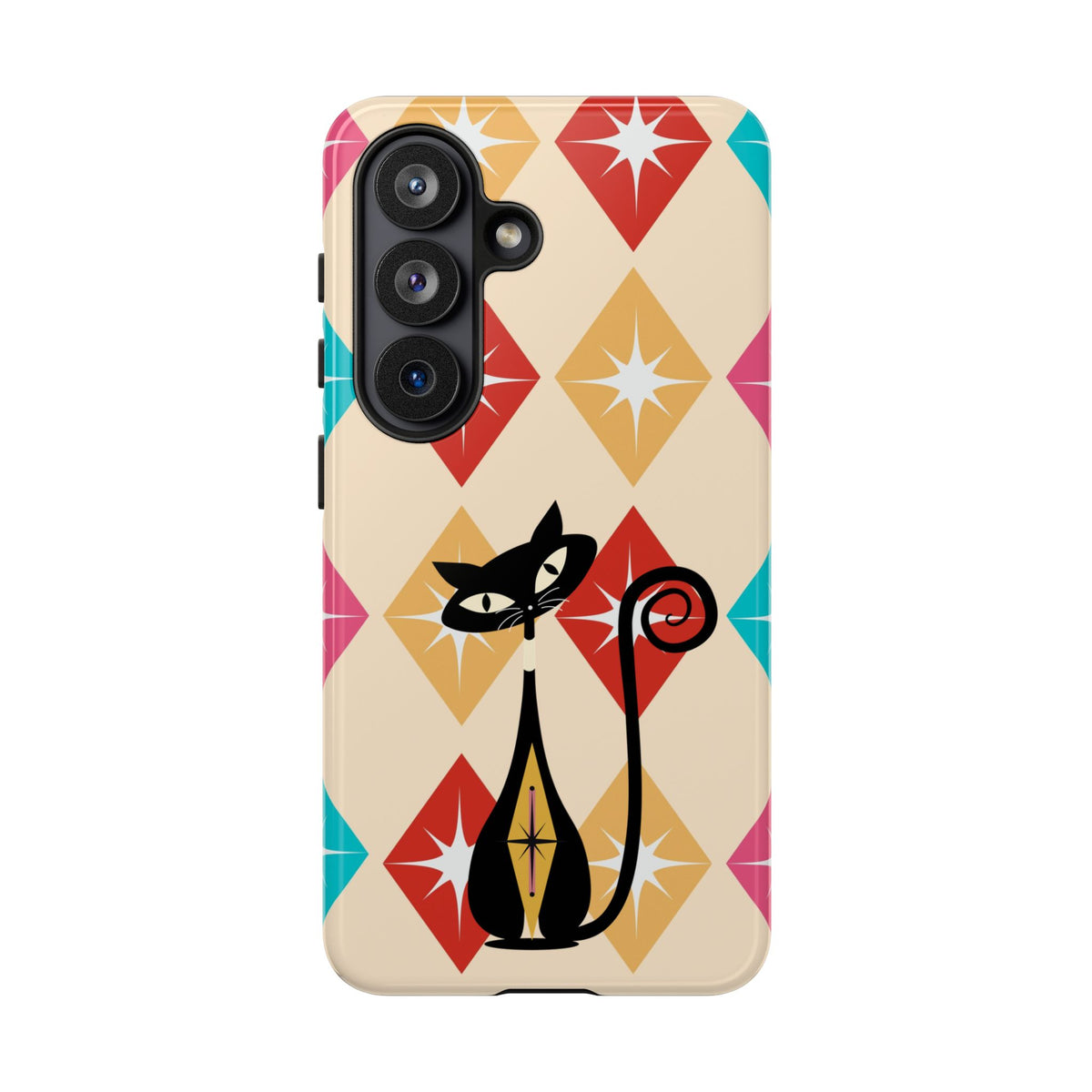 Mid Century Modern Atomic Cat, Atomic 50s Diamonds Retro Phone Tough Cases