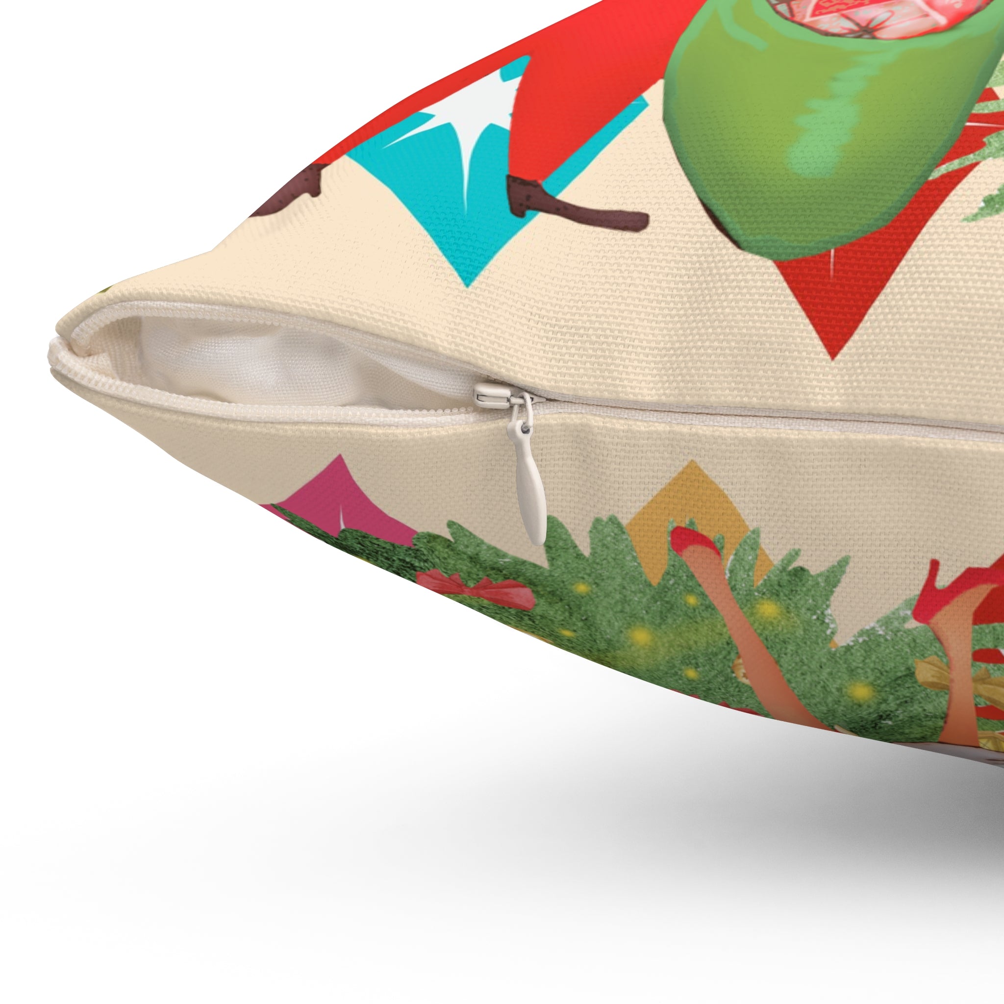 Vintage Christmas Square Pillow – Bright Holiday Decor - Mid Century Modern Gal