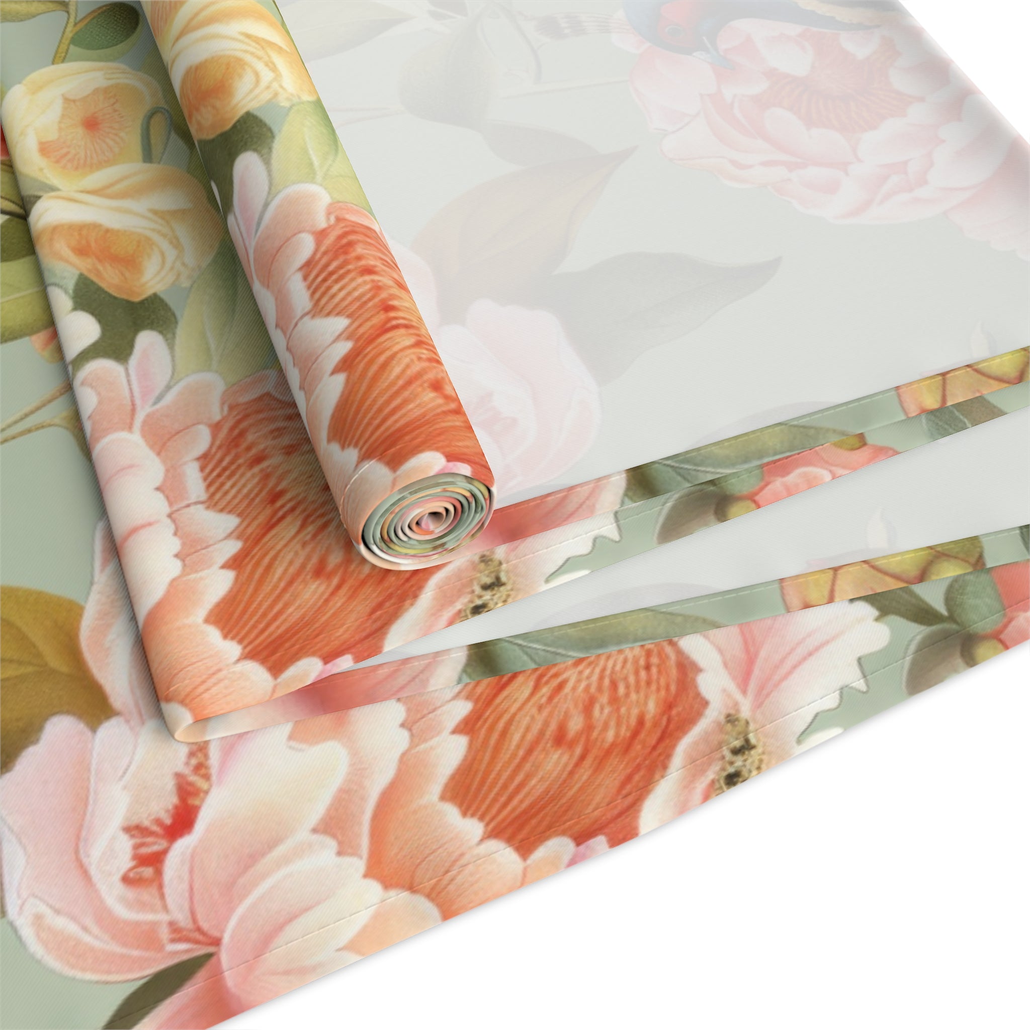 Chinoiserie Pheasant Floral Bird Table Runner - Elegant Table Linens - Mid Century Modern Gal