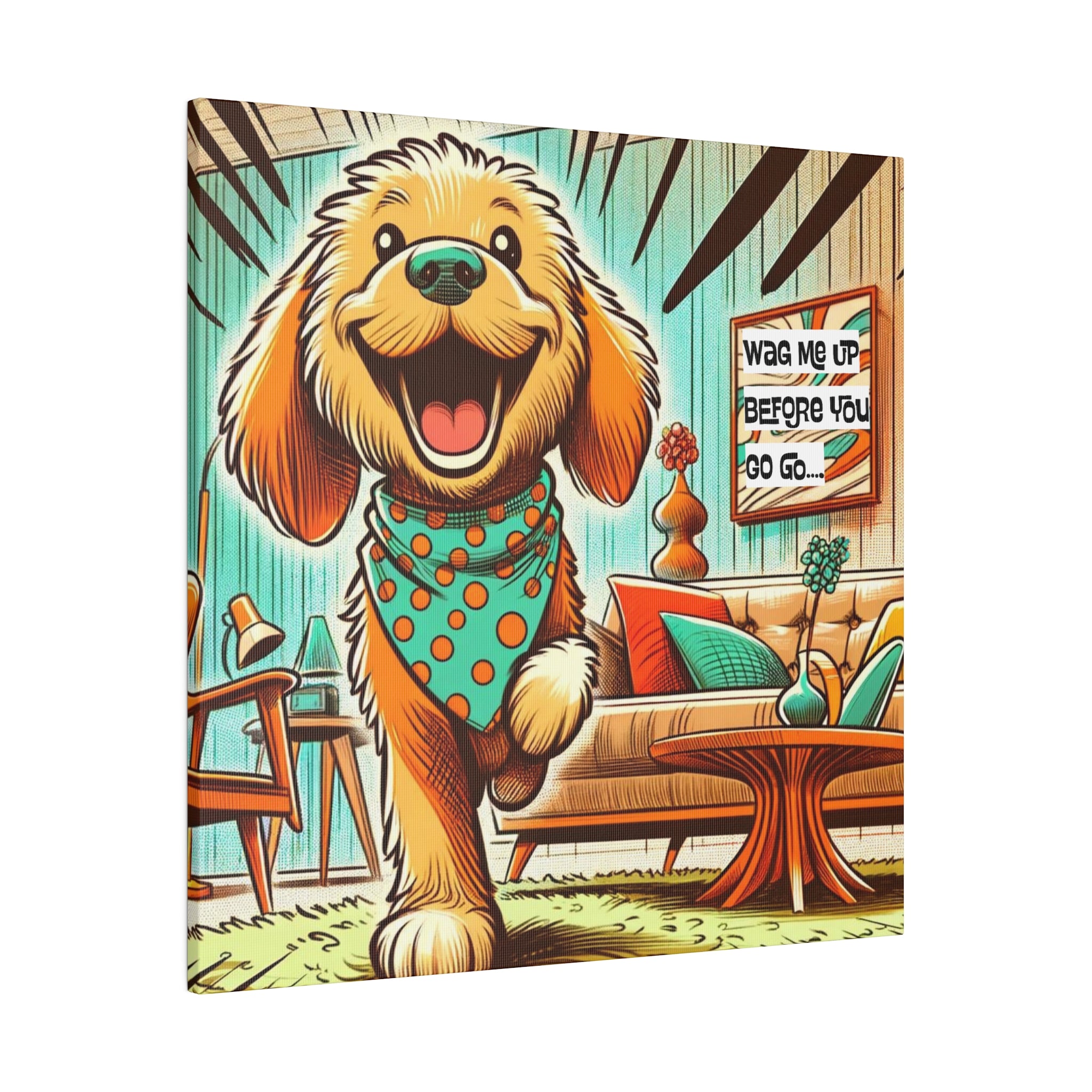 Golden Doodle Dog Lover, Funny Kitschy Mid Century Modern Wall Art - Mid Century Modern Gal