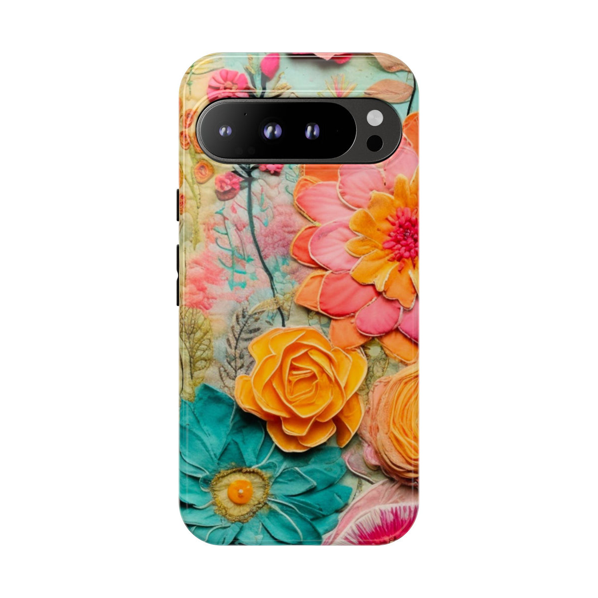 Boho Retro Floral Faux Pressed Flowers Smart Phone Tough Phone Cases - Mid Century Modern Gal