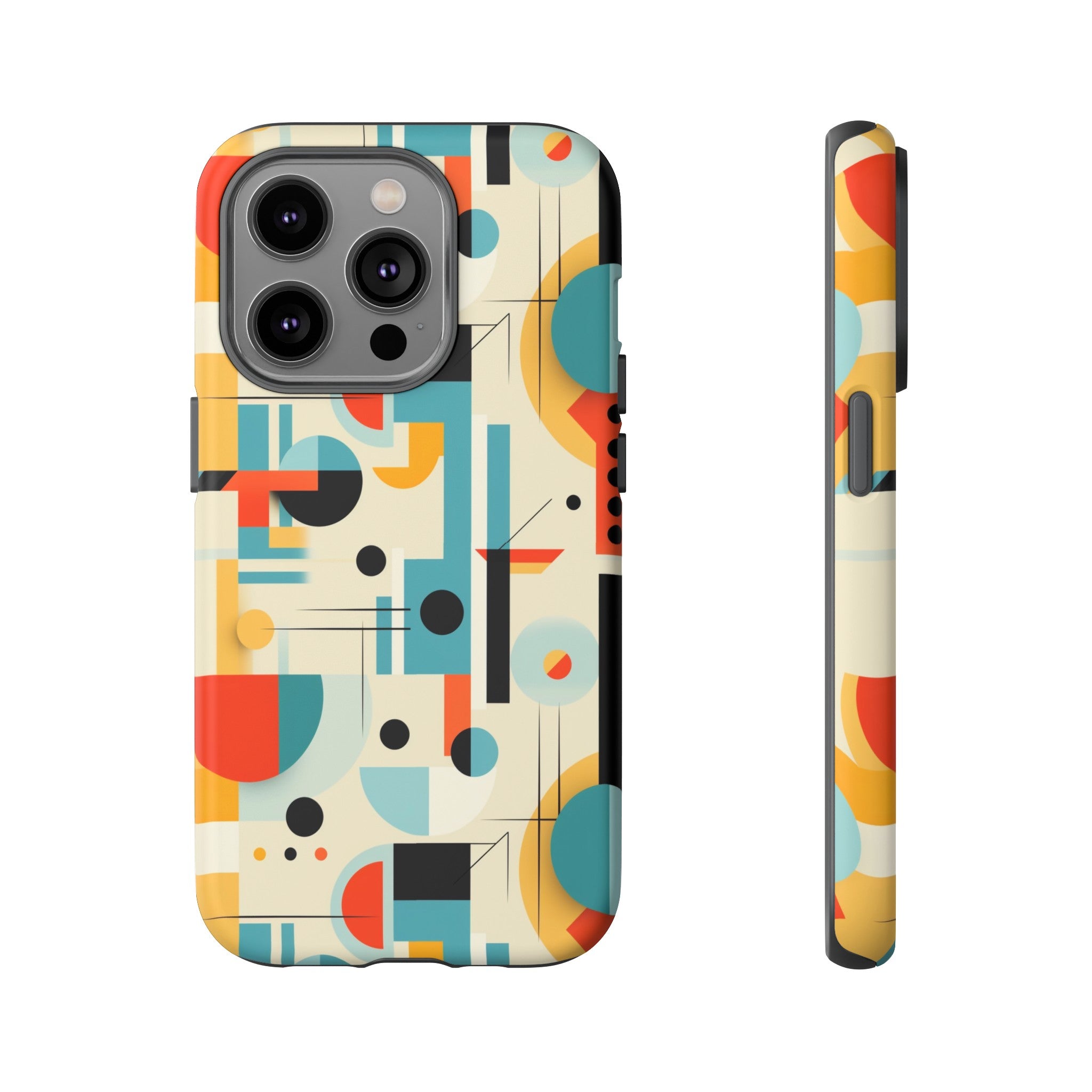 Bauhaus Designed Mid Mod Geometric Groovy Smart Phone, iPhone, Samsung Compatible Tough Cases