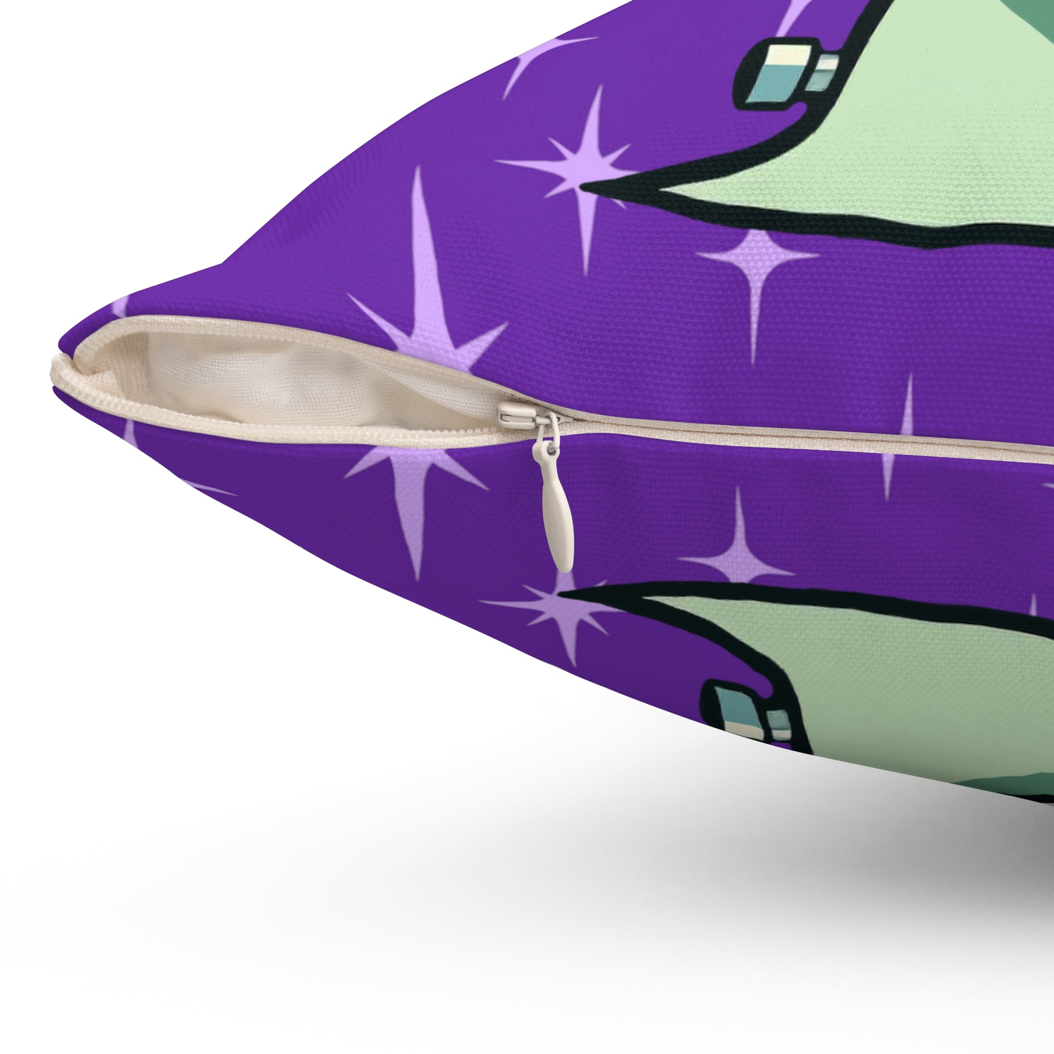 Bride of Frankenstein Retro Mid Mod Horror Buff Purple Halloween Pillow Cover and Insert - Mid Century Modern Gal