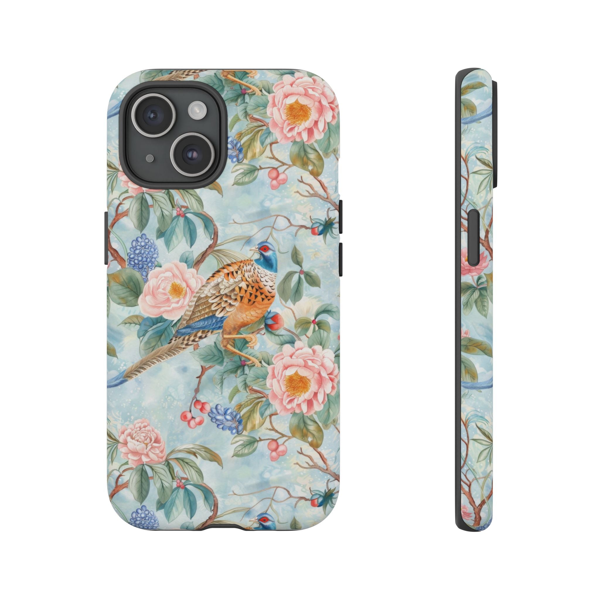 Chinoiserie Designed Floral Pheasant Phone Case with Bird Design - Mid Century Modern Gal