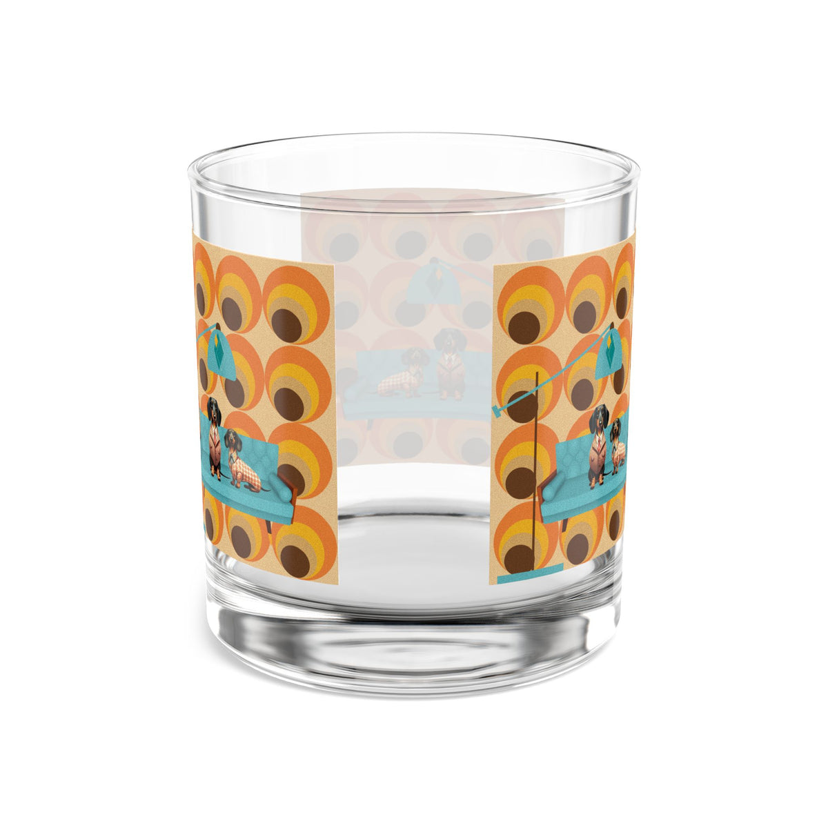 70s Retro Barware, Doxie Dachshund Mid Century Modern Barware, Bourbon, Whiskey Bar Glass - Mid Century Modern Gal