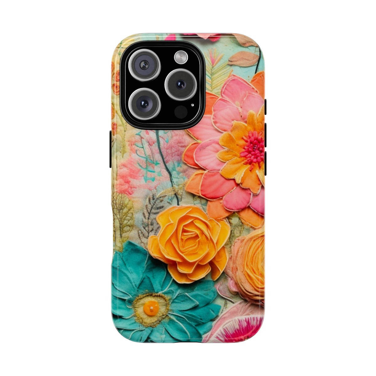 Boho Retro Floral Faux Pressed Flowers Smart Phone Tough Phone Cases - Mid Century Modern Gal