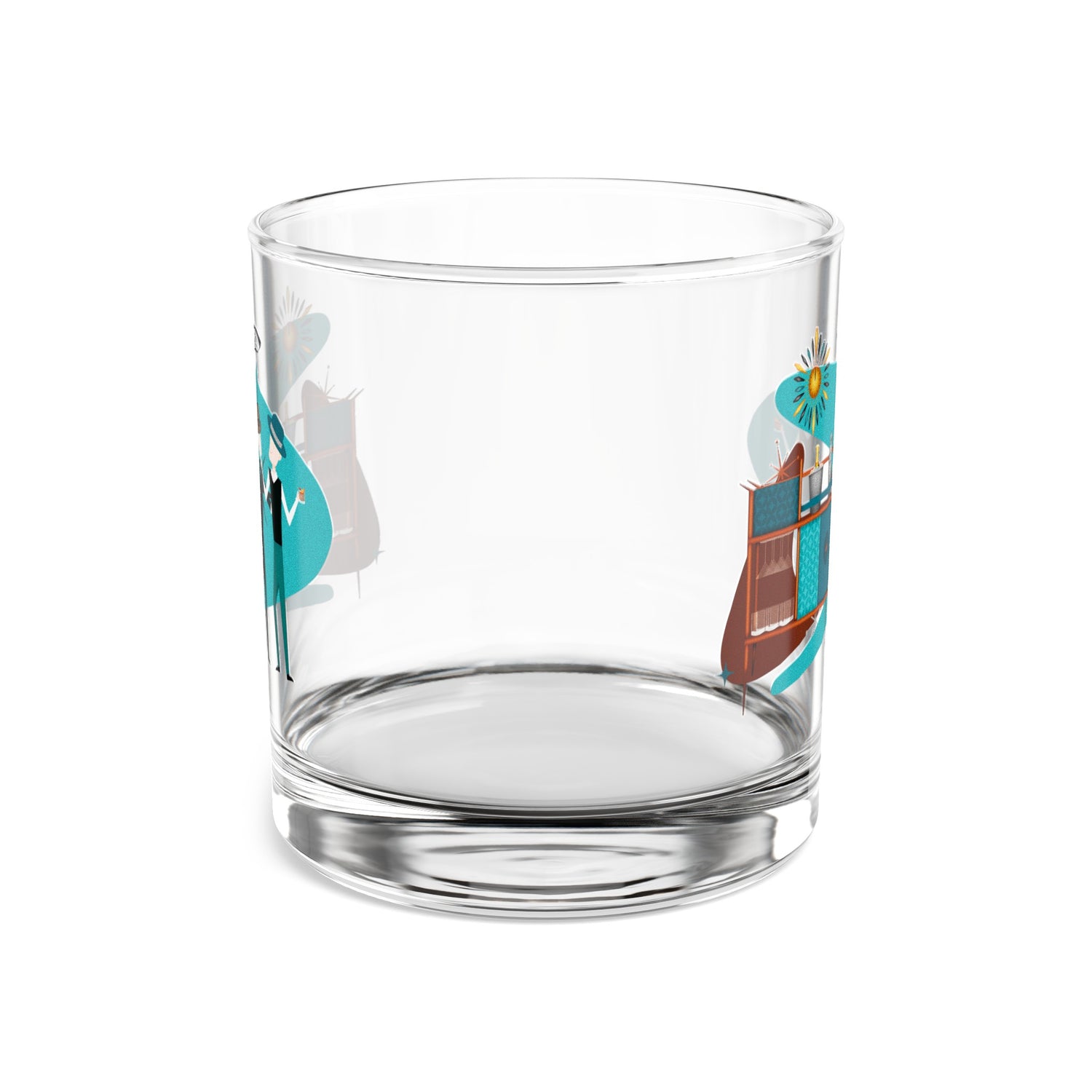Mid Century Modern Gay Male Couple, Kitschy 50s Retro High Ball, Bourbon Bar Glass - Mid Century Modern Gal