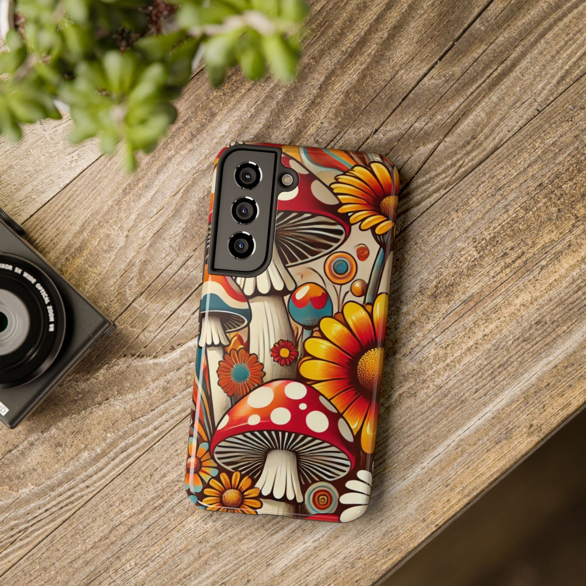 Bohemian Floral Mushroom Tough Phone Case - Trendy Protection for Nature Lovers