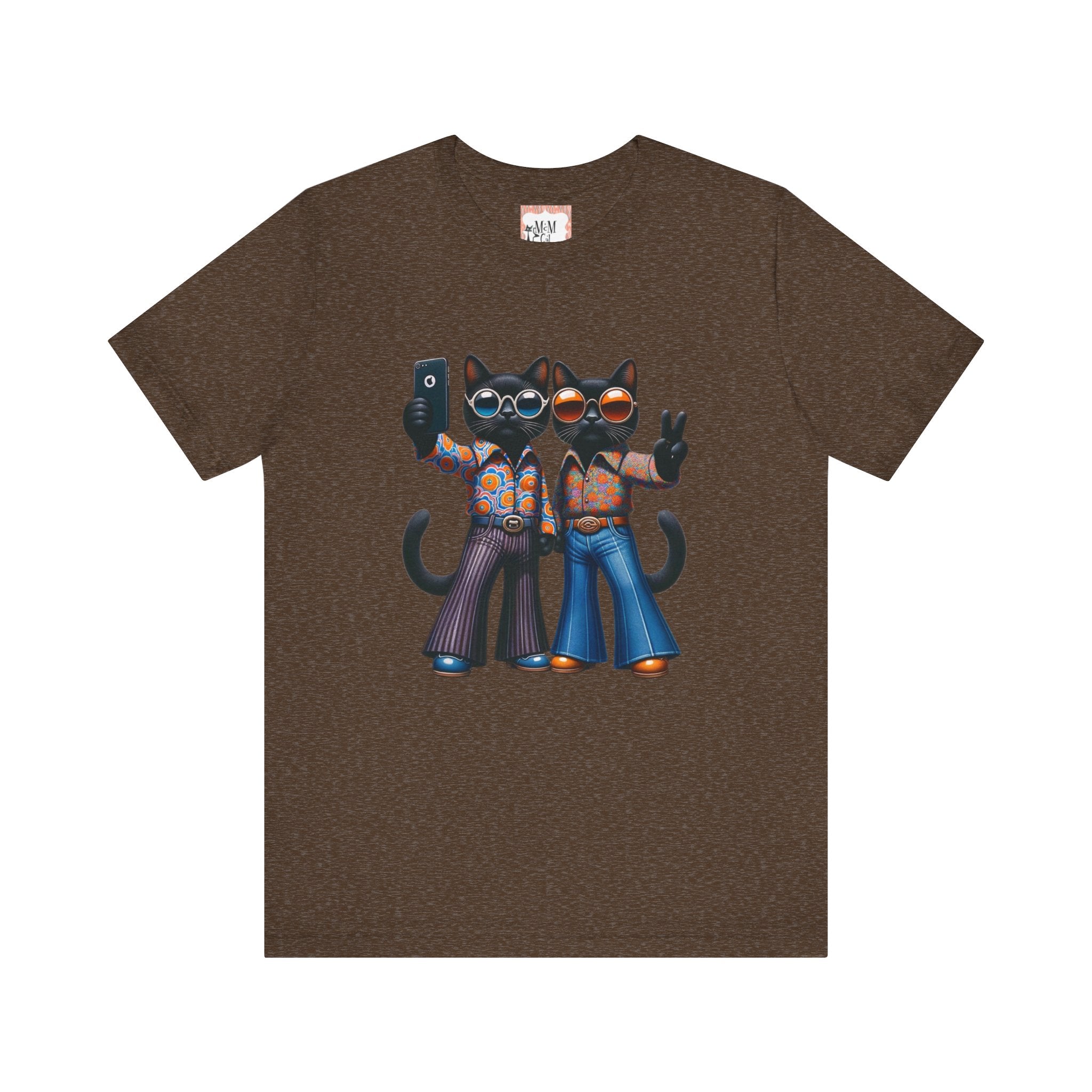 Two Cool Cats, Male Couple, Kitschy Fun Selfie Cats Retro Tee - Mid Century Modern Gal
