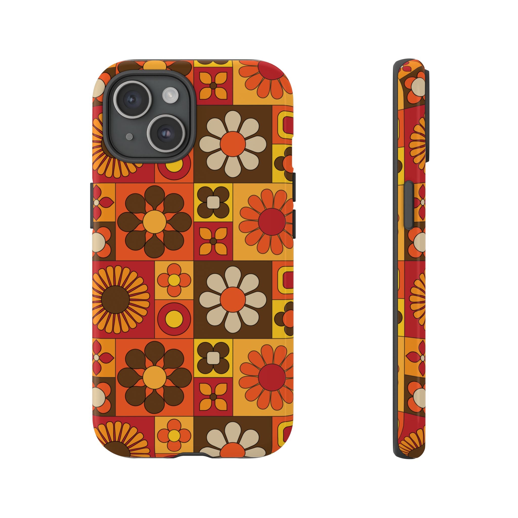 Retro 70s Mid Mod Floral Phone Case | Tough Cases for Flower Lovers - Mid Century Modern Gal