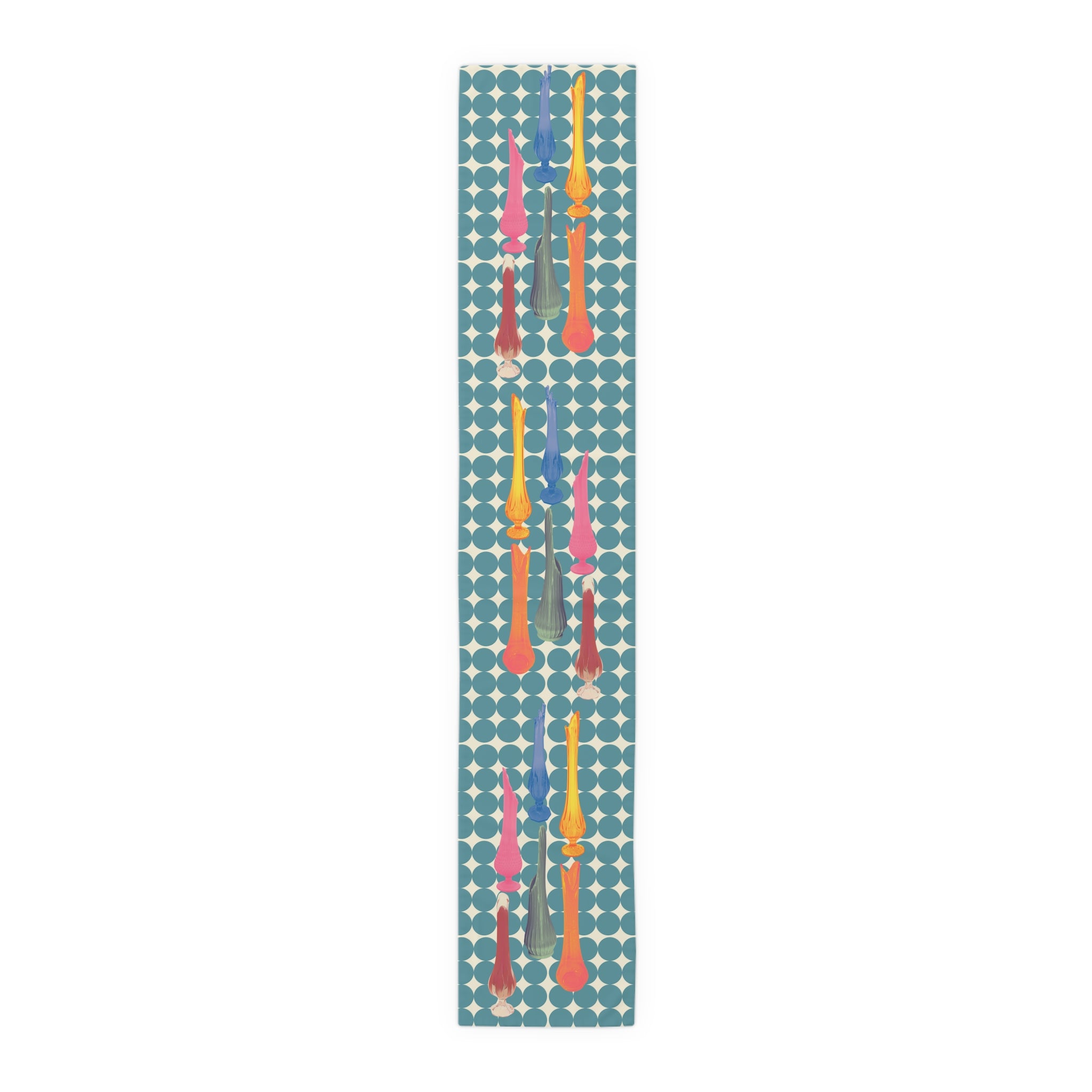 Mid Century Modern Swung Glass Retro Dots, Colorful Patterned Table Runner for Festive Dining - Mid Century Modern Gal