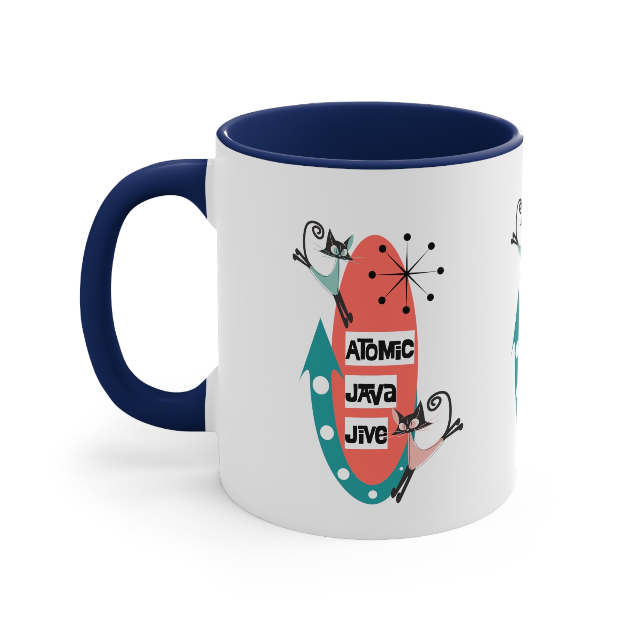 Atomic Cat, Mid Century Modern Coffee Mug For Coffee Lover, Atomic Java Jive, Kitschy Fun Gifts For Co-worker, Mom, Bestie - Mid Century Modern Gal