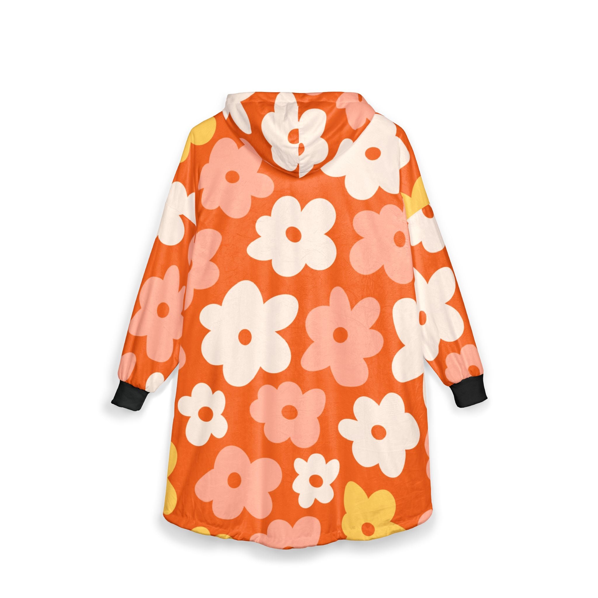 Atomic Kitschy Cat 70s Retro Floral Unisex Hooded Blanket - Cozy and Stylish - Mid Century Modern Gal