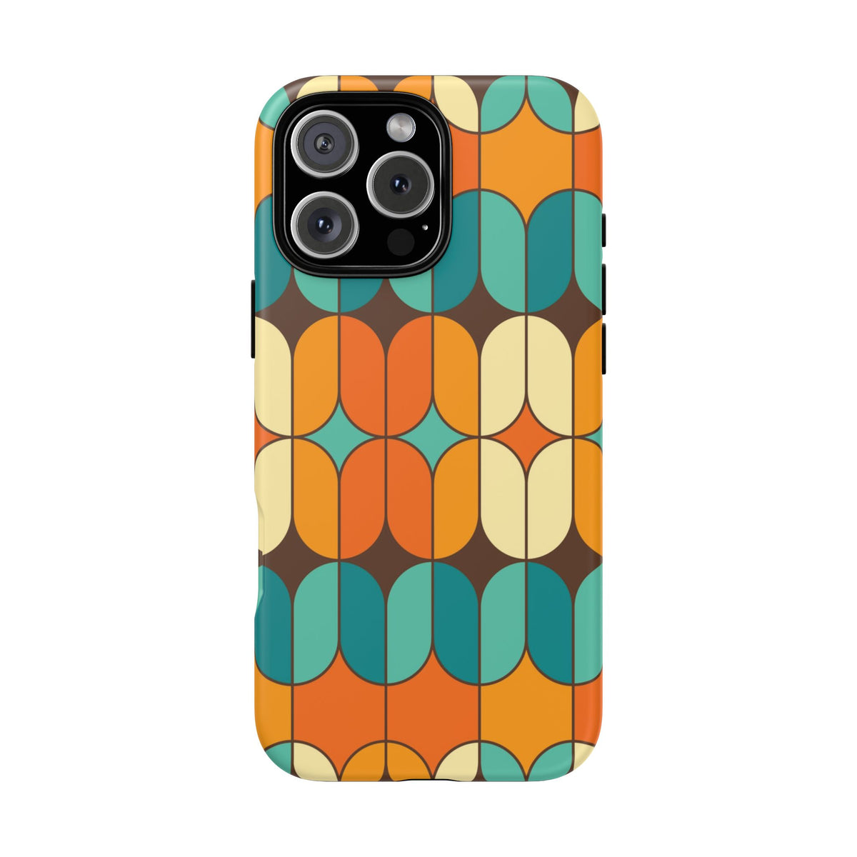 Mid Century Modern Orange, Teal Geometric Mod Designed Tough Phone Case