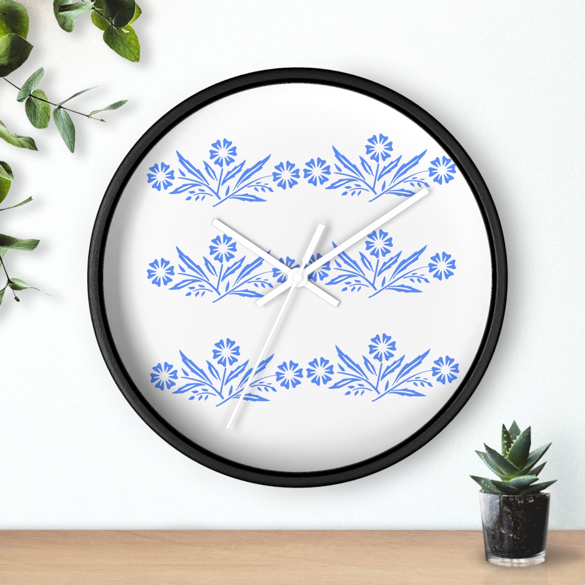 Blue Cornflower Corningware Inspired Kitschy Kitchen Wall Clock - Mid Century Modern Gal