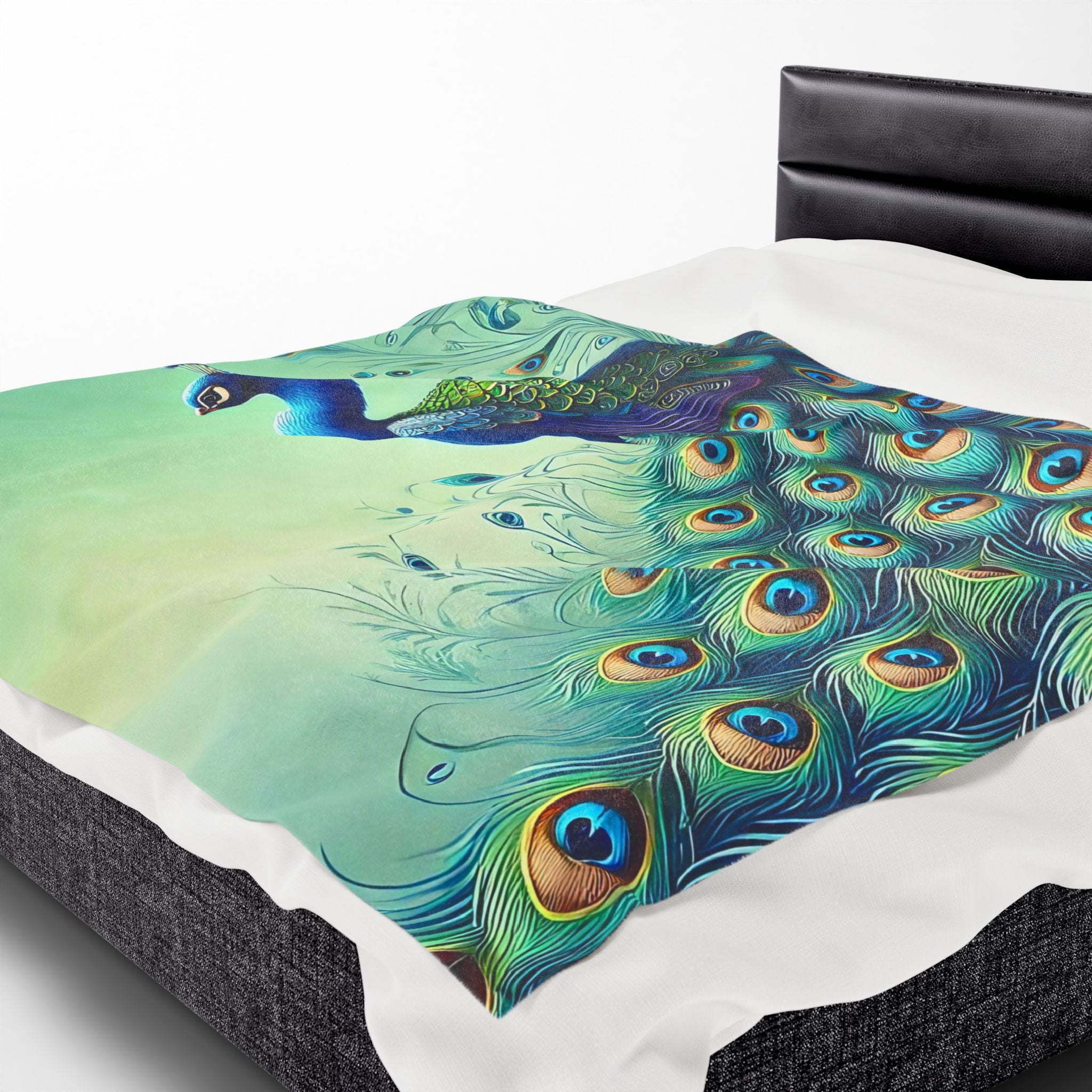 Chinoiserie Throw Blanket, Vibrant Peacock Velveteen Plush Blanket - Cozy Décor for Home and Gifts - Mid Century Modern Gal