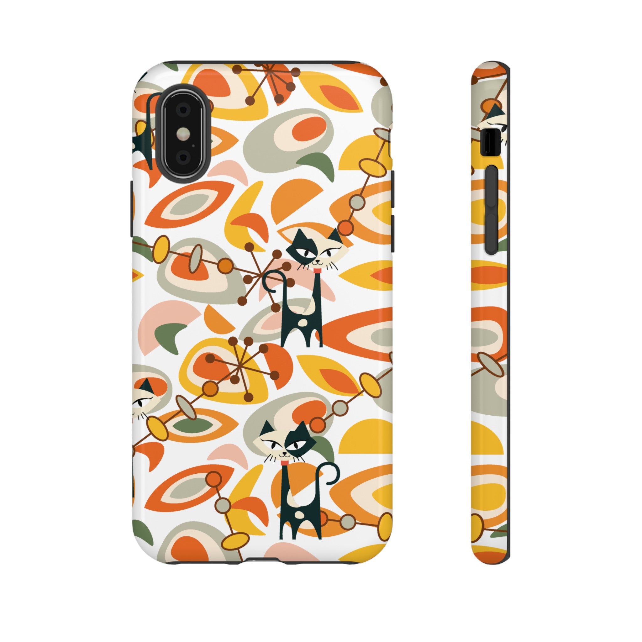 Atomic Cat Mid Mod Orange, Yellow, Groovy Cat Smart Phone Tough Cases
