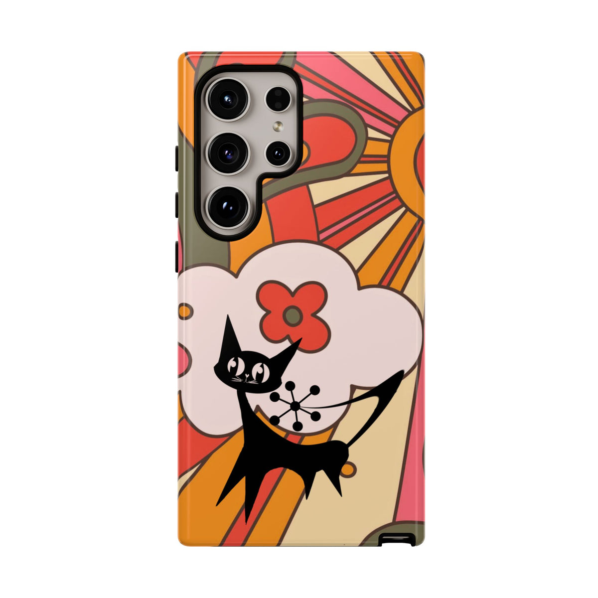 Atomic Cat, Retro Sunburst, Groovy Mod Smart Phone Tough Phone Cases