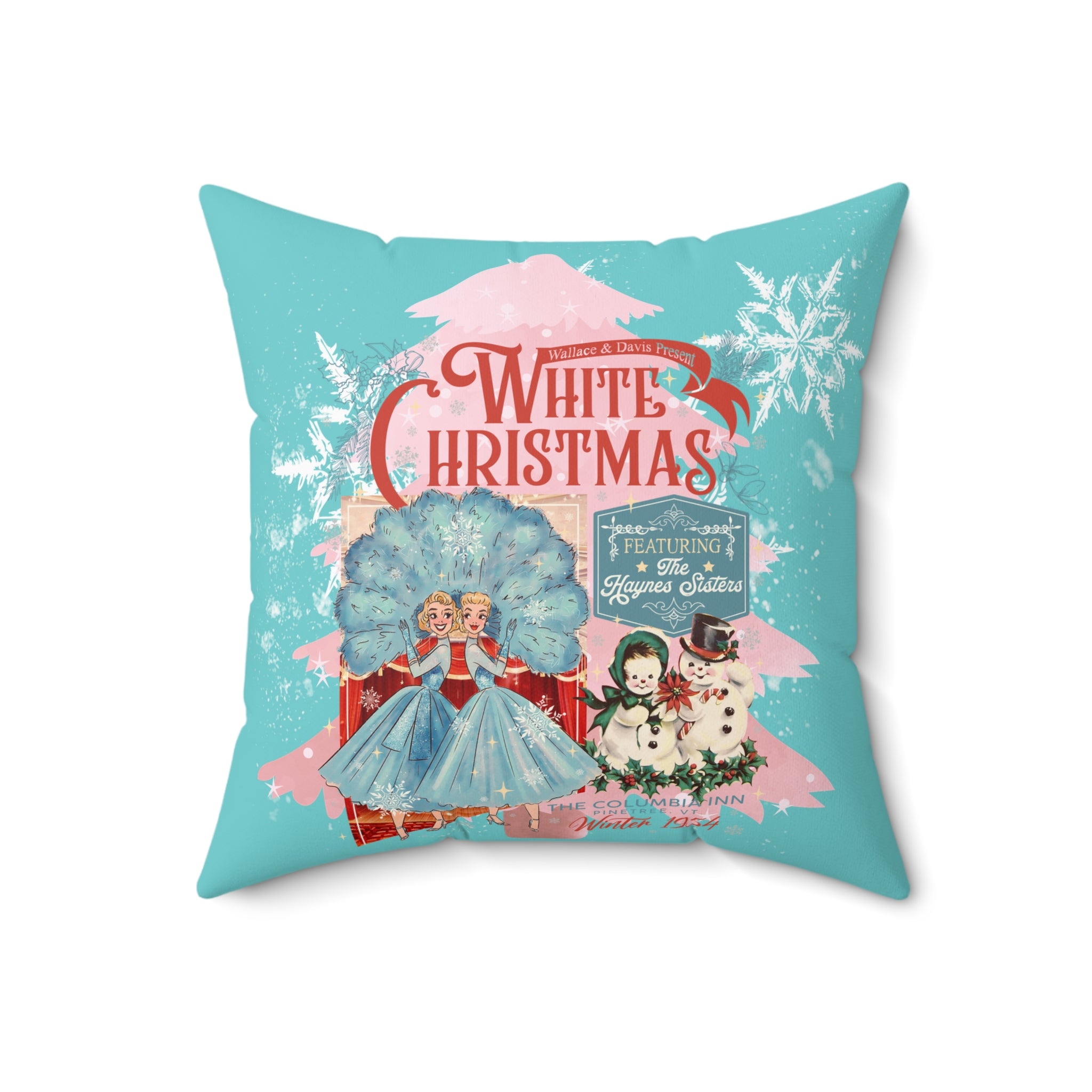 Wallace And Davis White Christmas Decorative Pillow for Holiday Decor - Mid Century Modern Gal