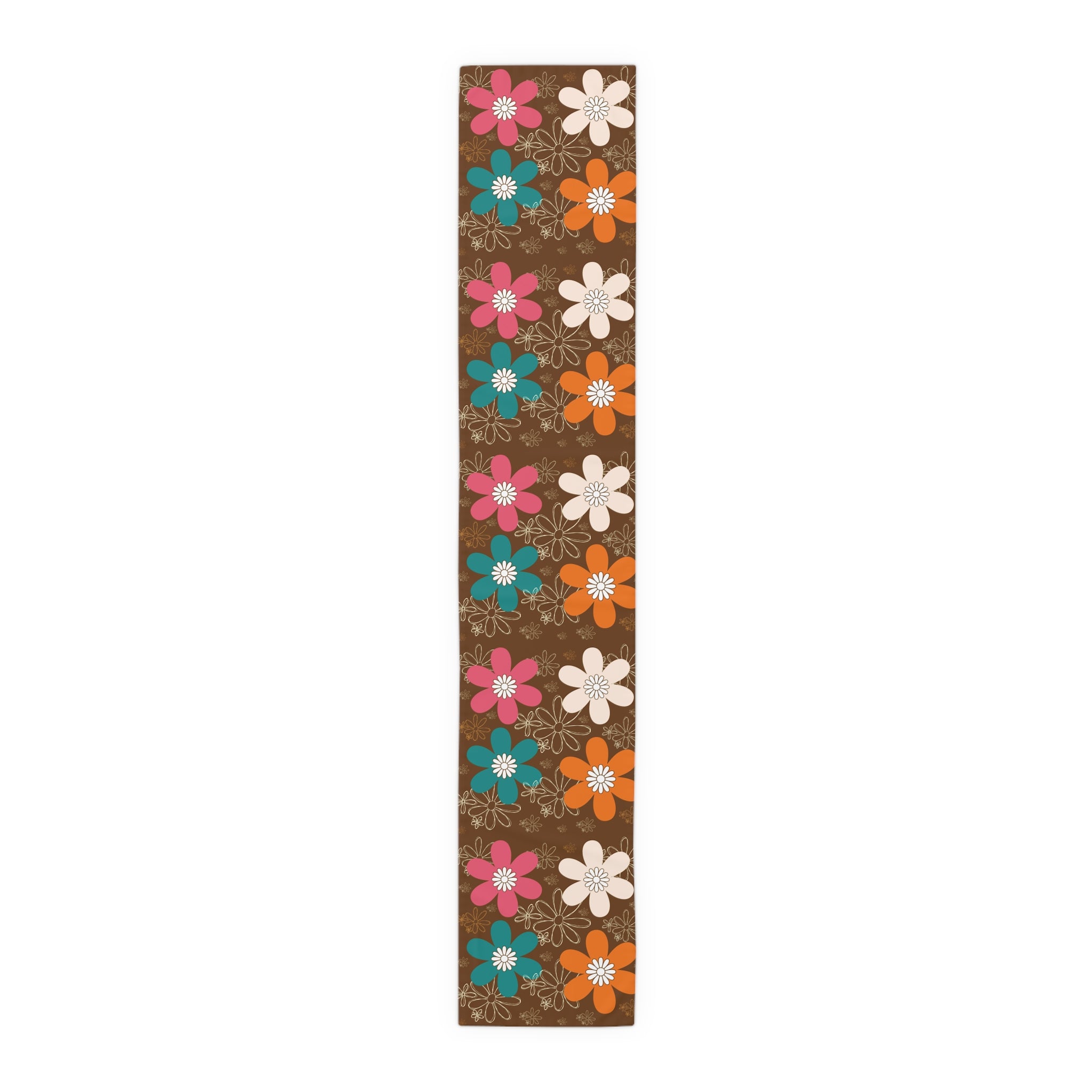 Retro Groovy Flower Power Mid Mod Brown Orange Teal Floral - Mid Century Modern Gal