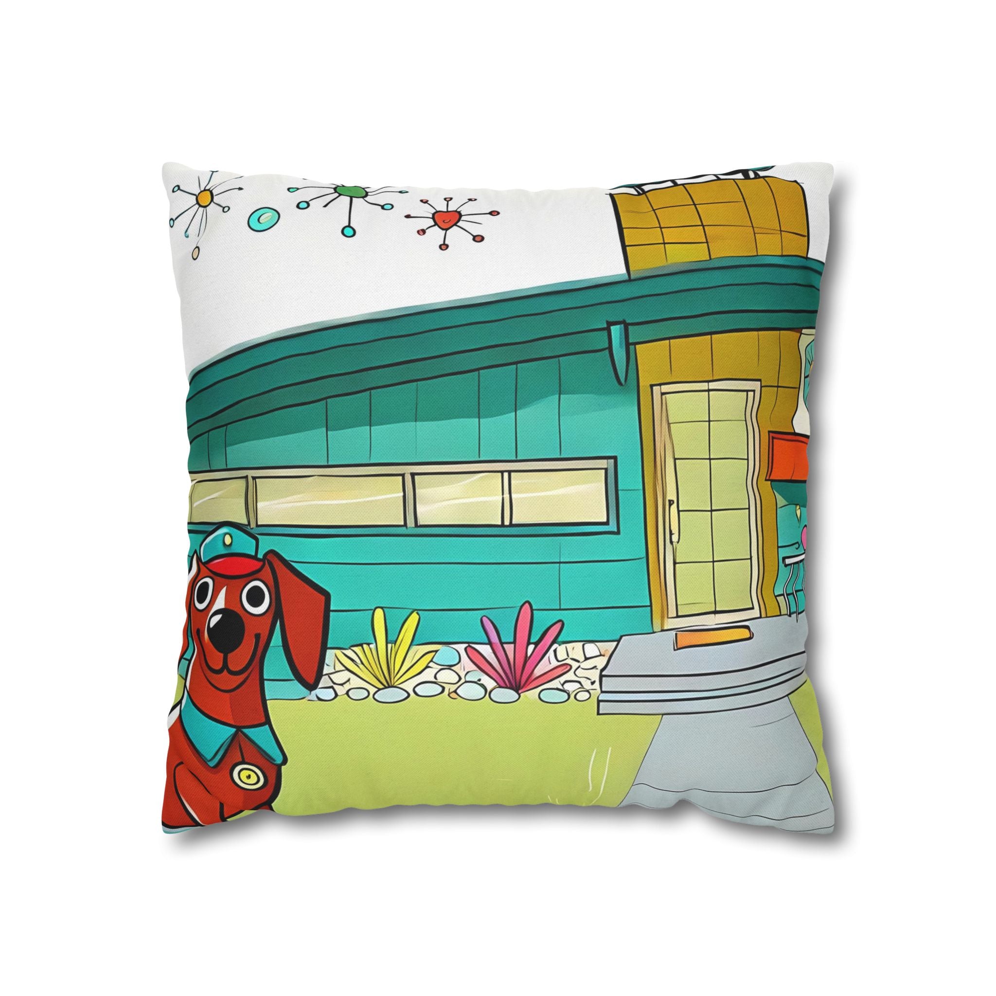 Chief Of Doxie Dwelling, Kitschy Mid Century Modern Pillow COVER Only - Mid Century Modern Gal