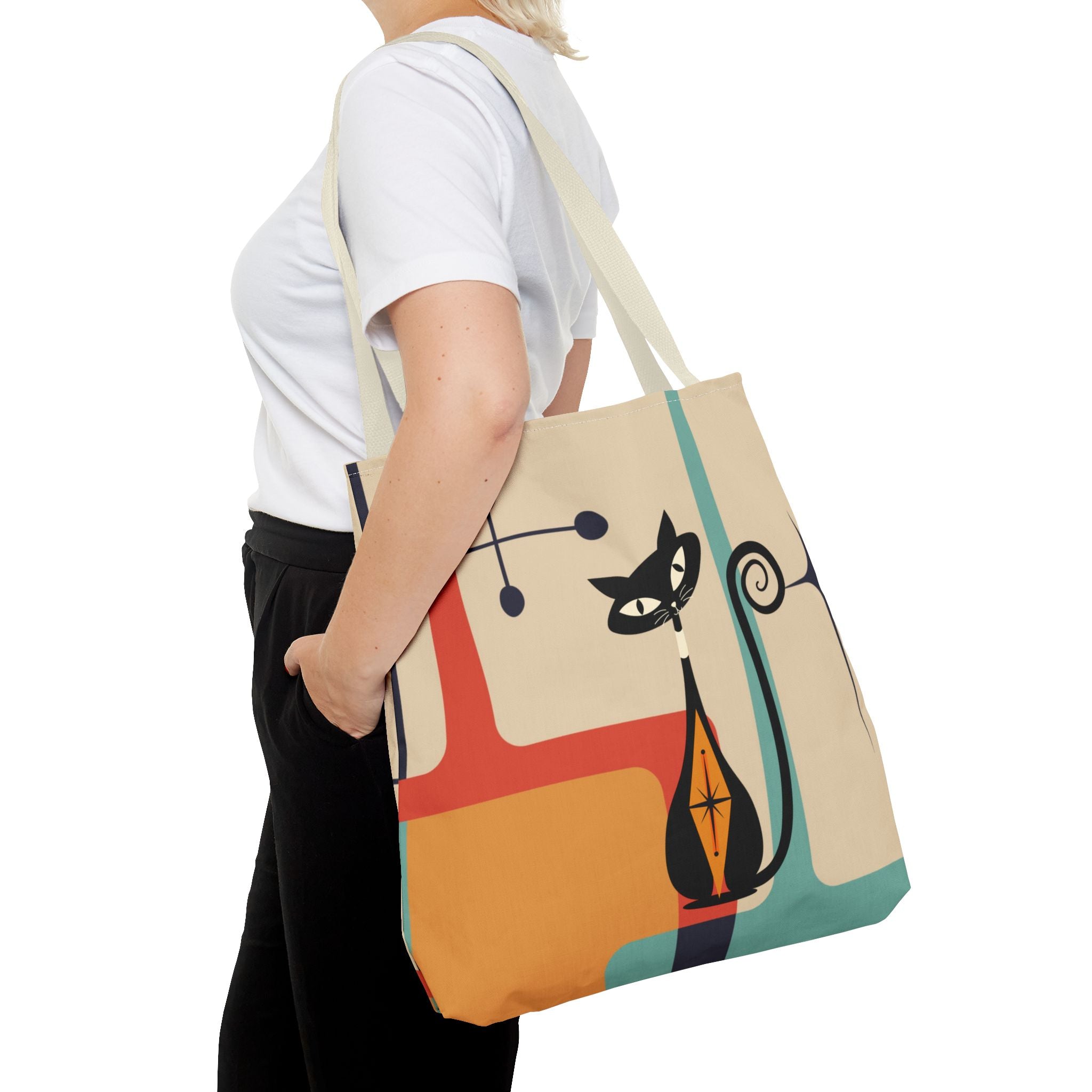 Atomic Cat Mid Century Mod Tote Bag - Mid Century Modern Gal