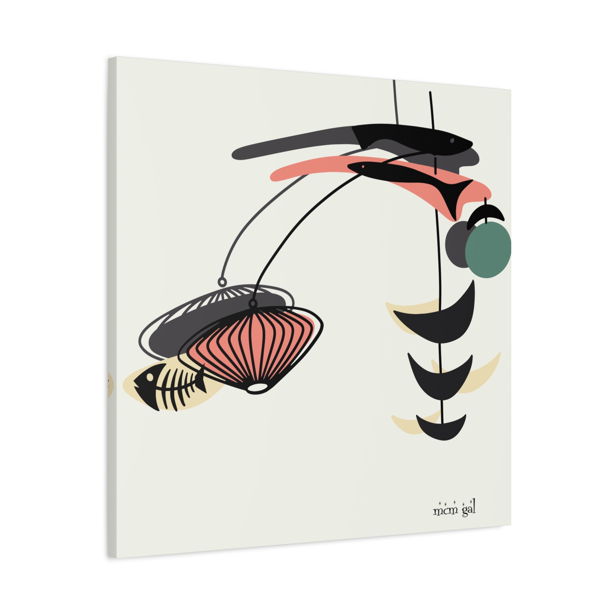 Mid Century Modern Fish Art, Modern Abstract Wall Art Canvas - Mid Century Modern Gal