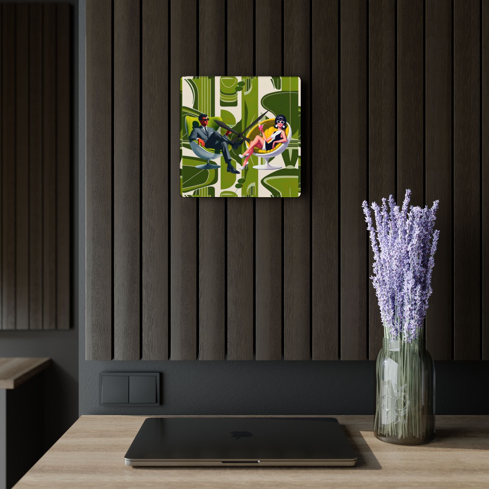 Retro 60s Mod Couple Cocktail Hour,Mid-Century Modern Clock - Mid Century Modern Gal