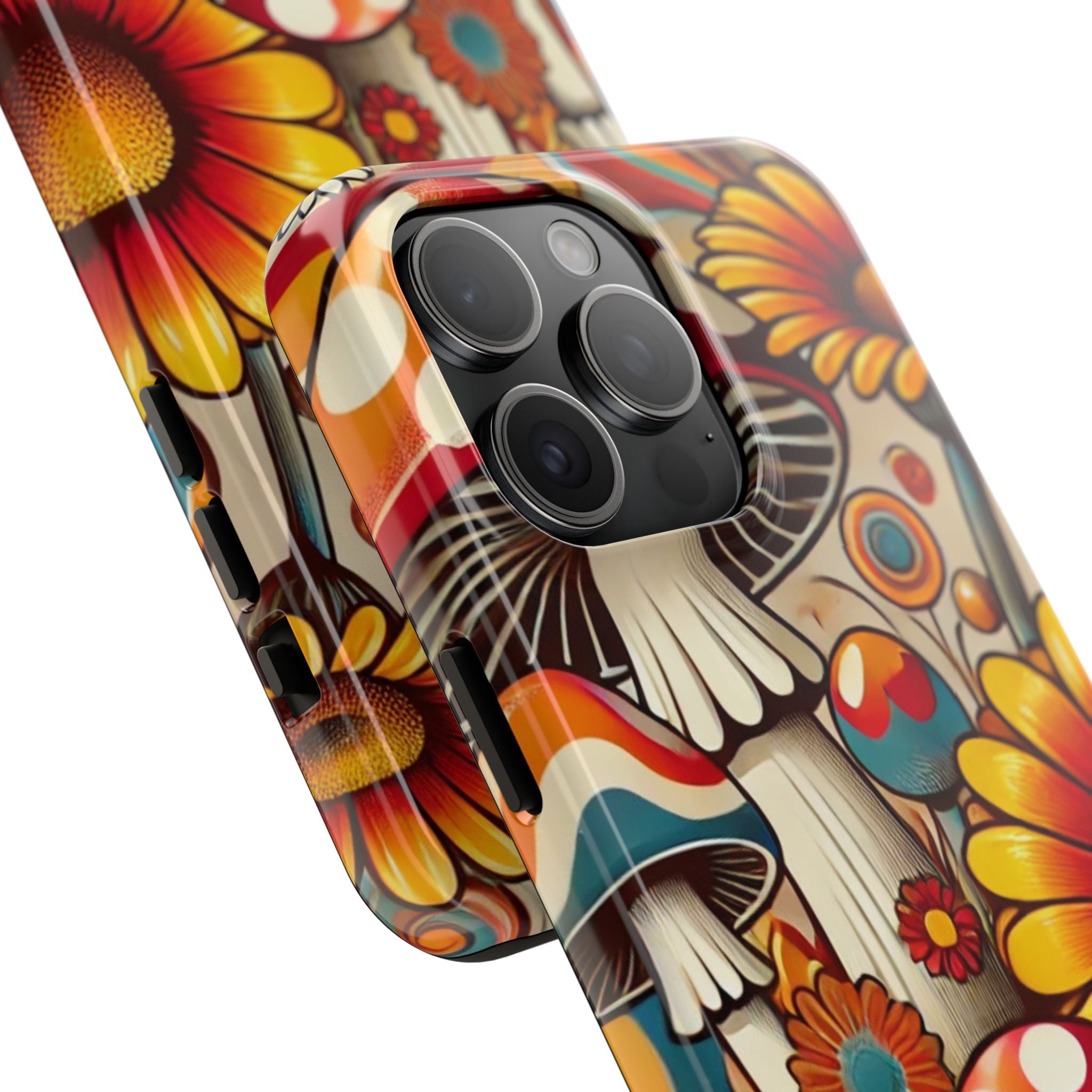 Bohemian Floral Mushroom Tough Phone Case - Trendy Protection for Nature Lovers