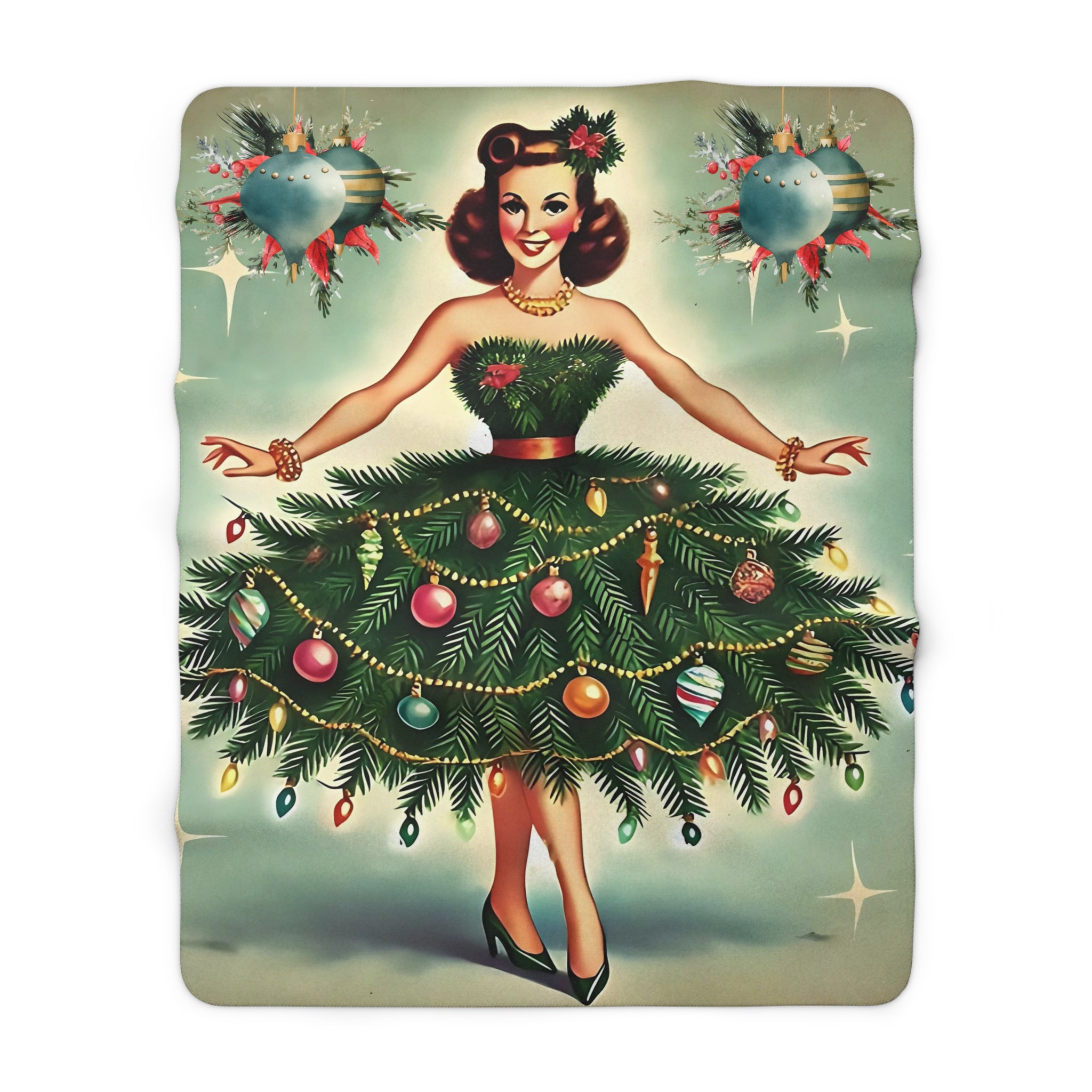 Franciscan Diamond Starburst, Vintage Holiday Kitsch 50s Mod Gal, Mid Century Modern Fleece Winter Blanket - Mid Century Modern Gal