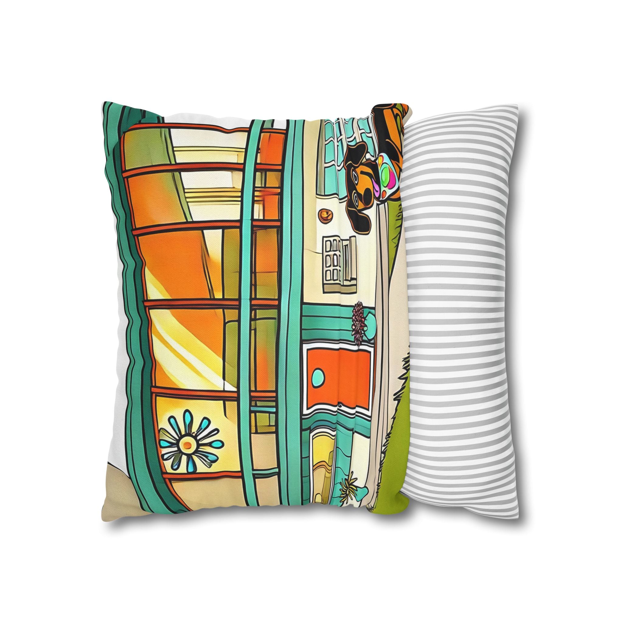 Doxie Dog Dwelling, Kitschy Mid Century Modern Pillow COVER Only - Mid Century Modern Gal