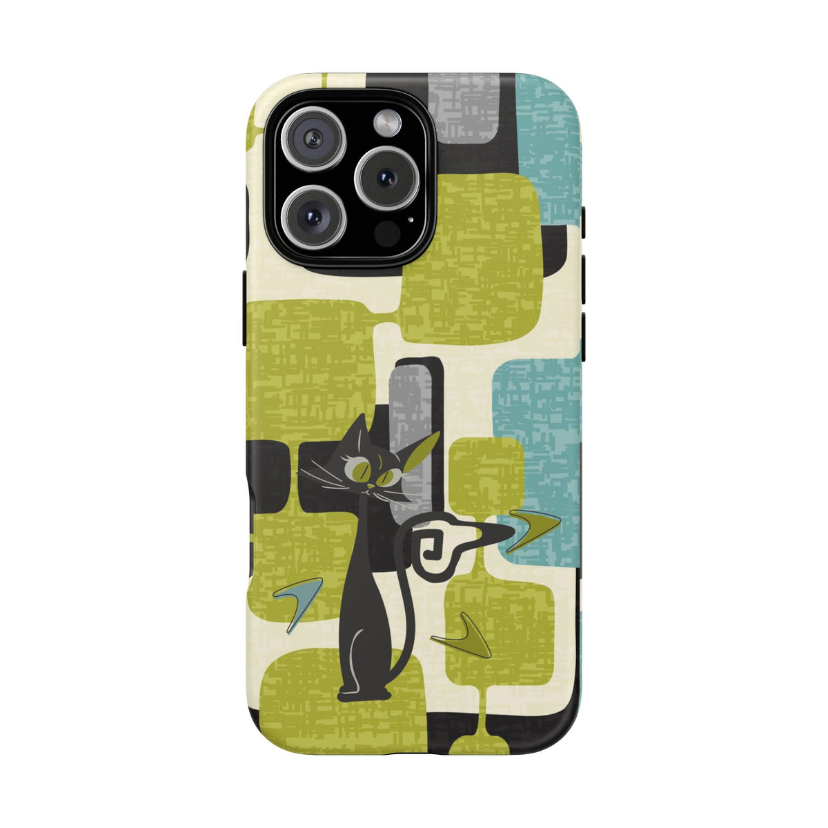 Mid Century Modern Geometric Kitschy Cat, Boomerang Retro Smart Phone Tough Cases