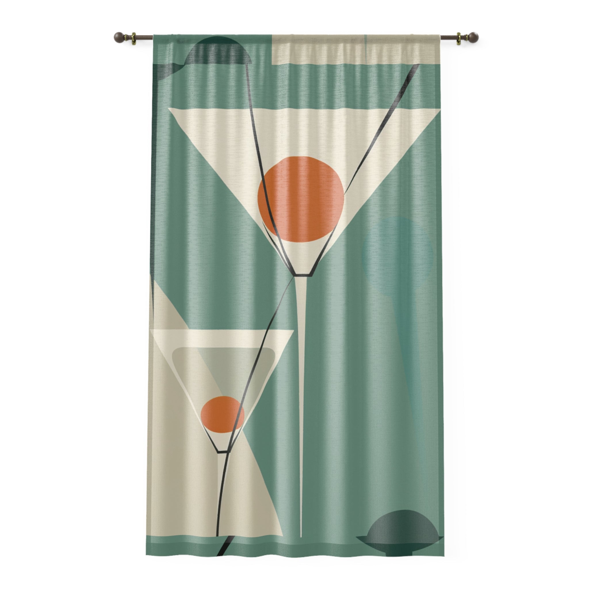 Mid Century Modern Martini Window Curtain, Stylish Decor for Living Room, Home Bar Decor, Retro Chic, Office Privacy Panel - Mid Century Modern Gal